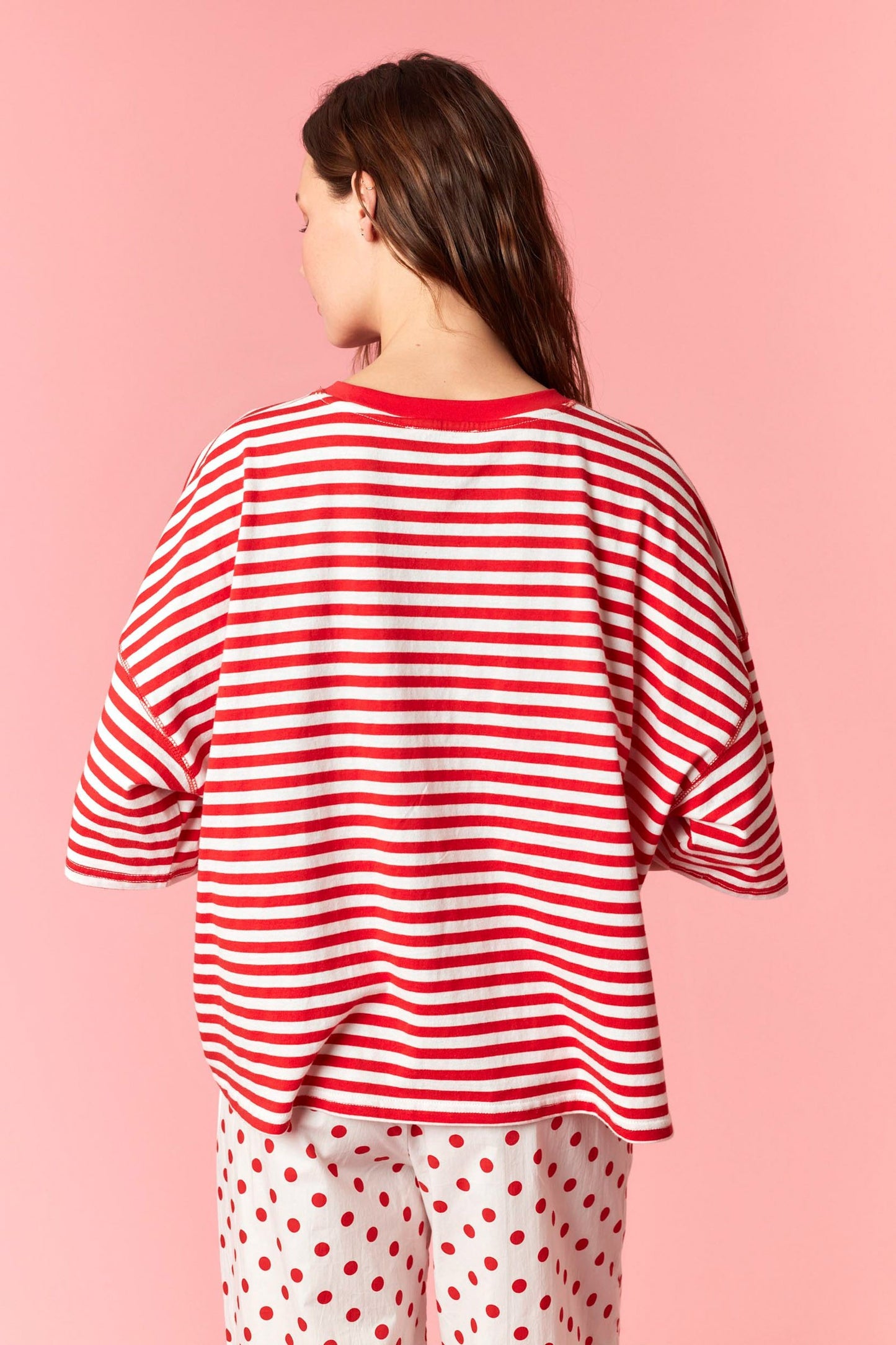 Red Striped Oversized Tee