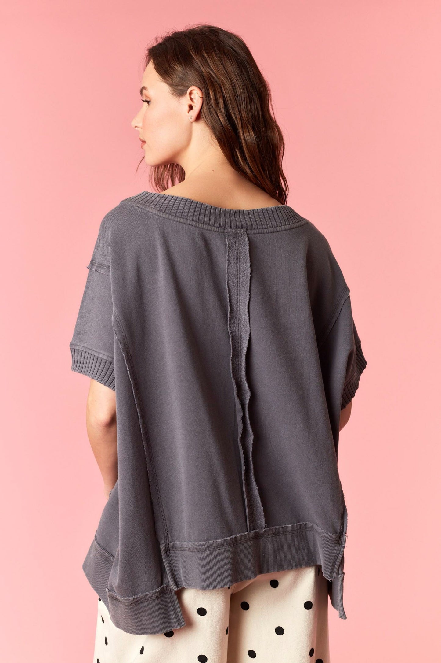 Charcoal V-neck Boxy Top