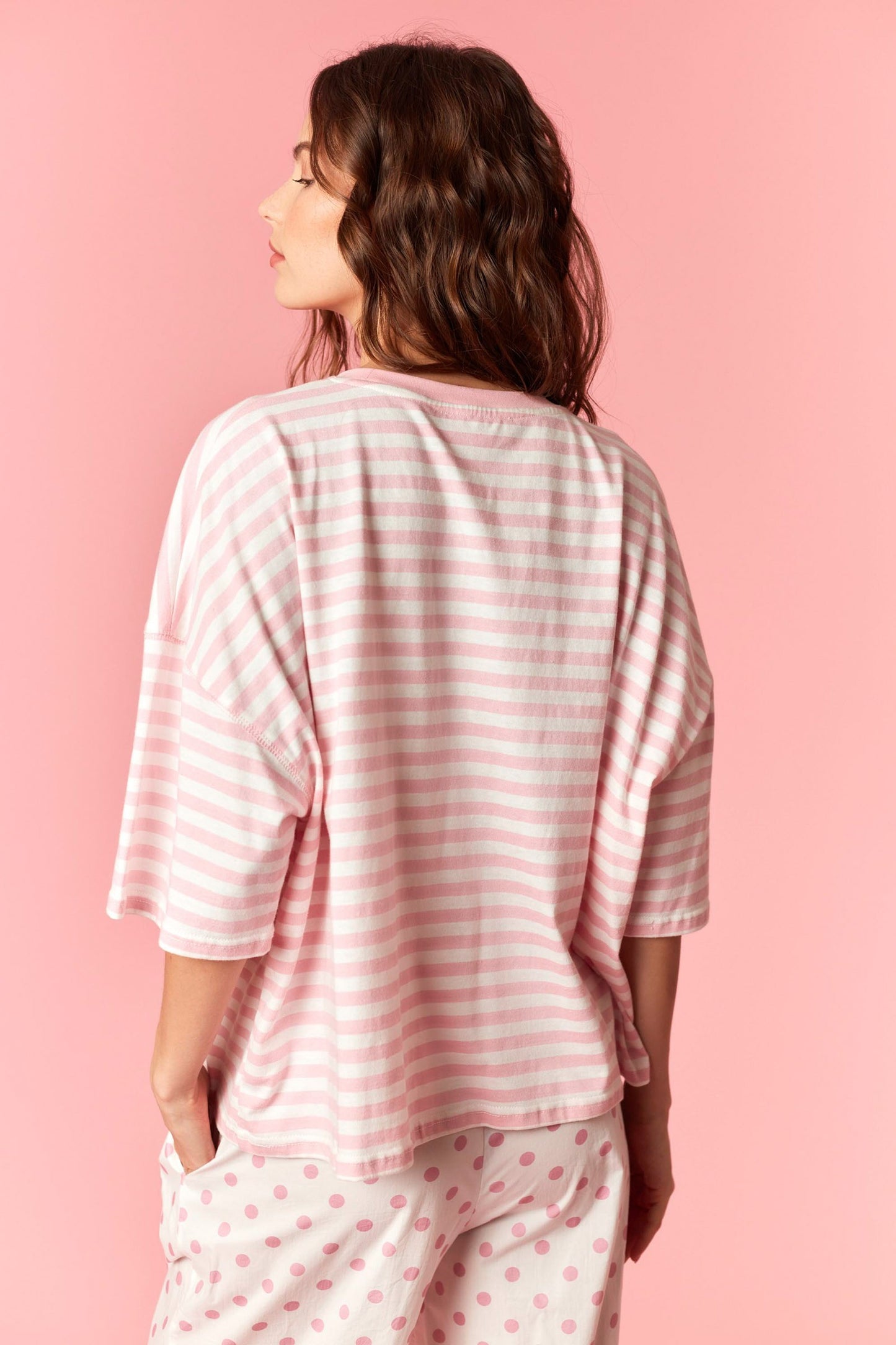 Blush Striped Oversized Tee
