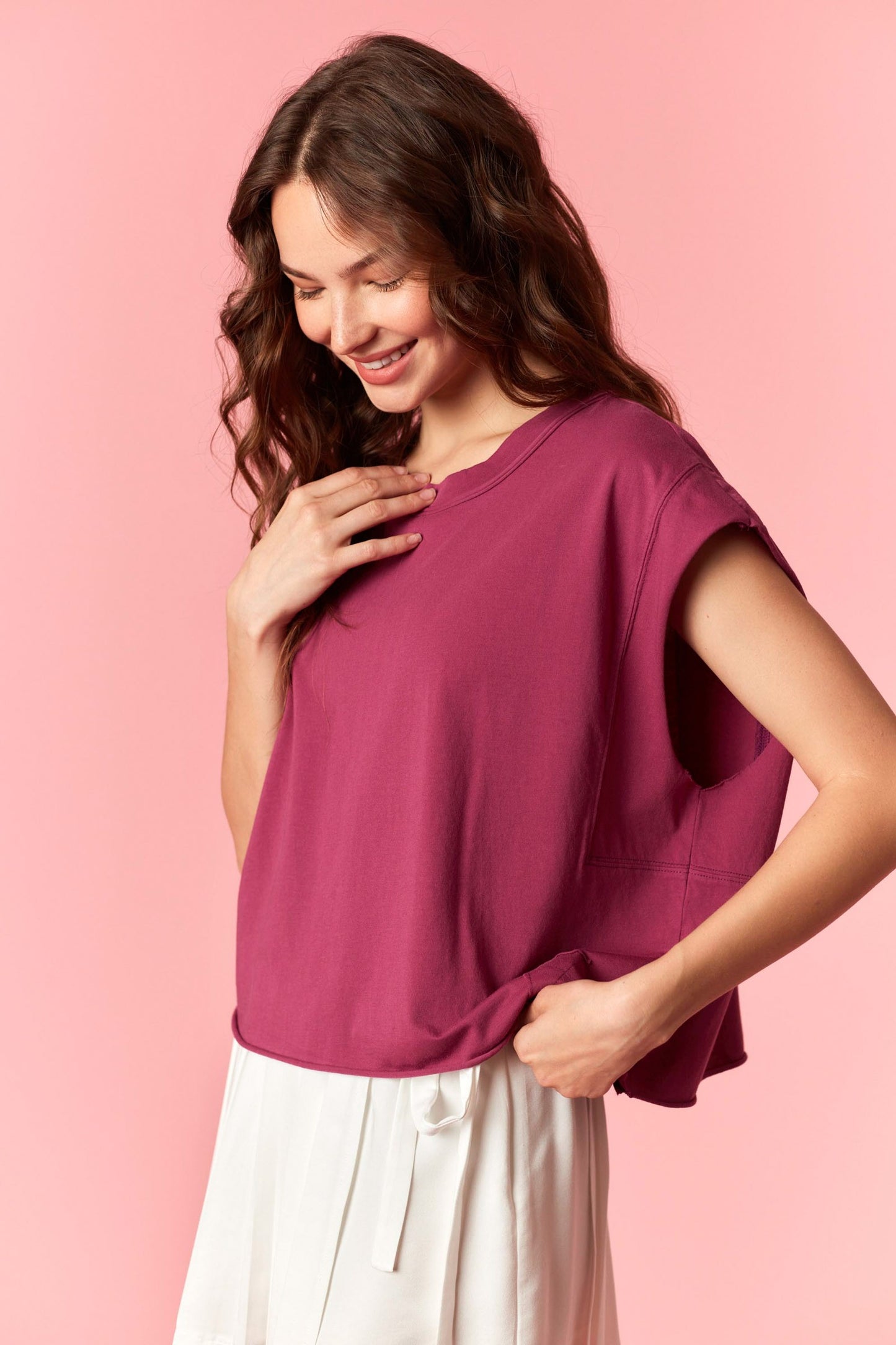 Burgundy Sleeveless Crop Top