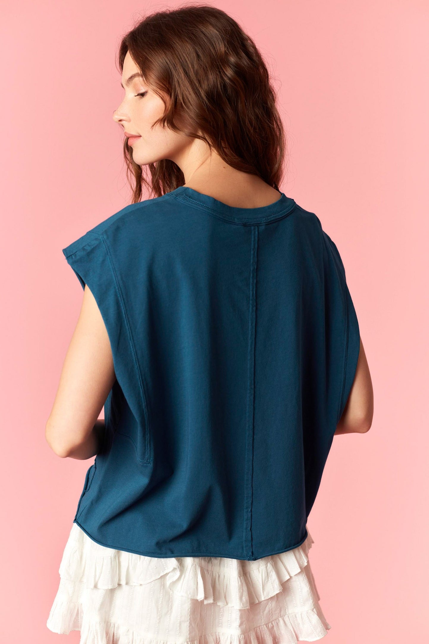 Teal Sleeveless Crop Top