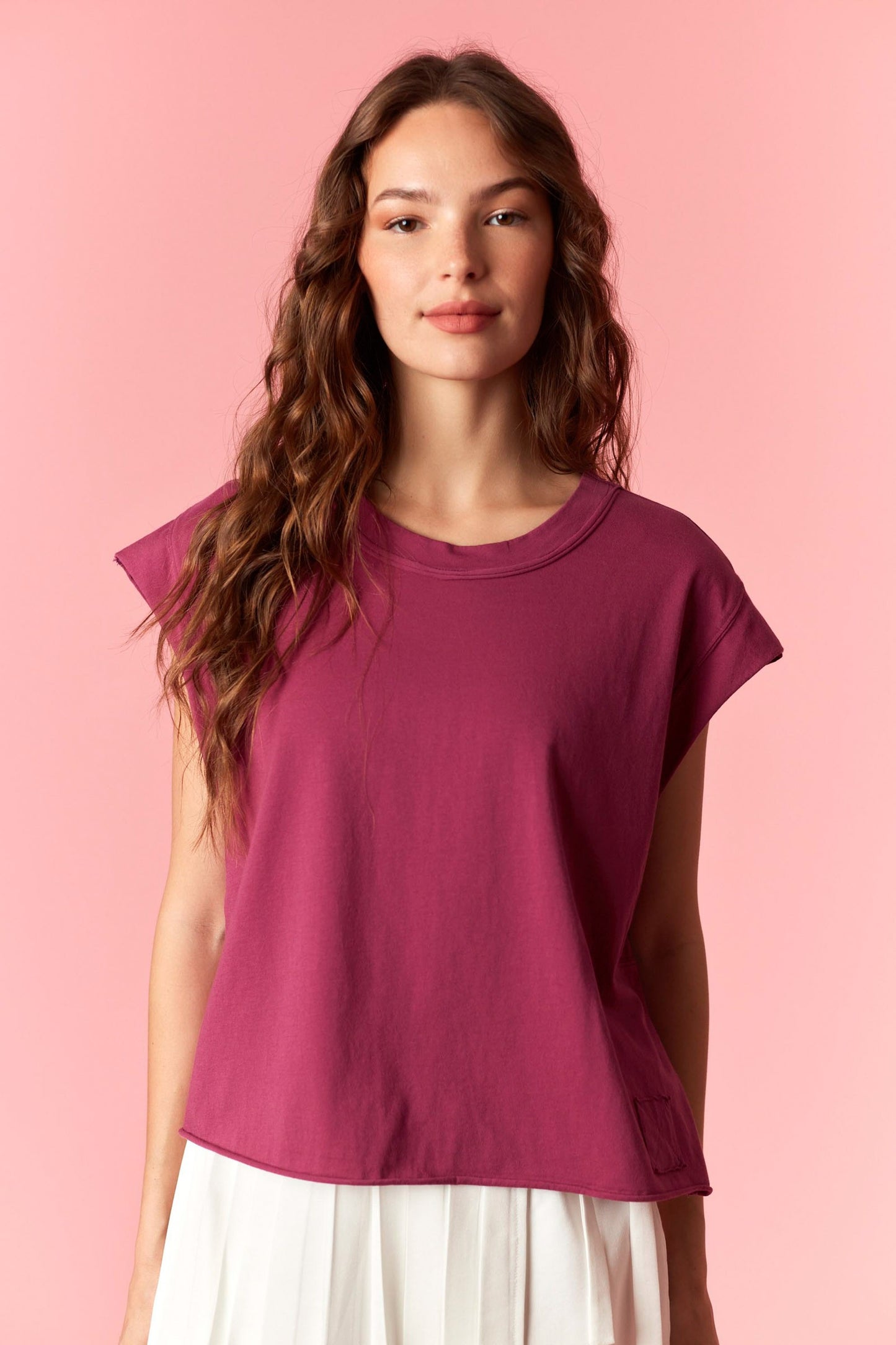 Burgundy Sleeveless Crop Top