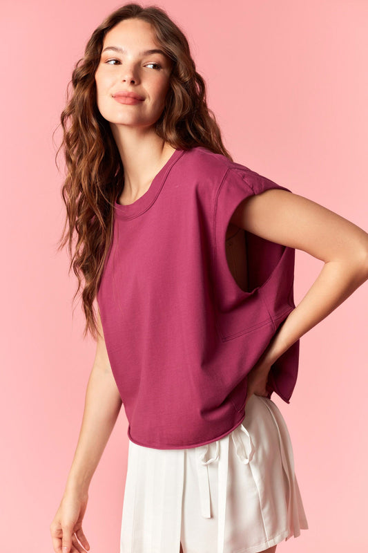Burgundy Sleeveless Crop Top