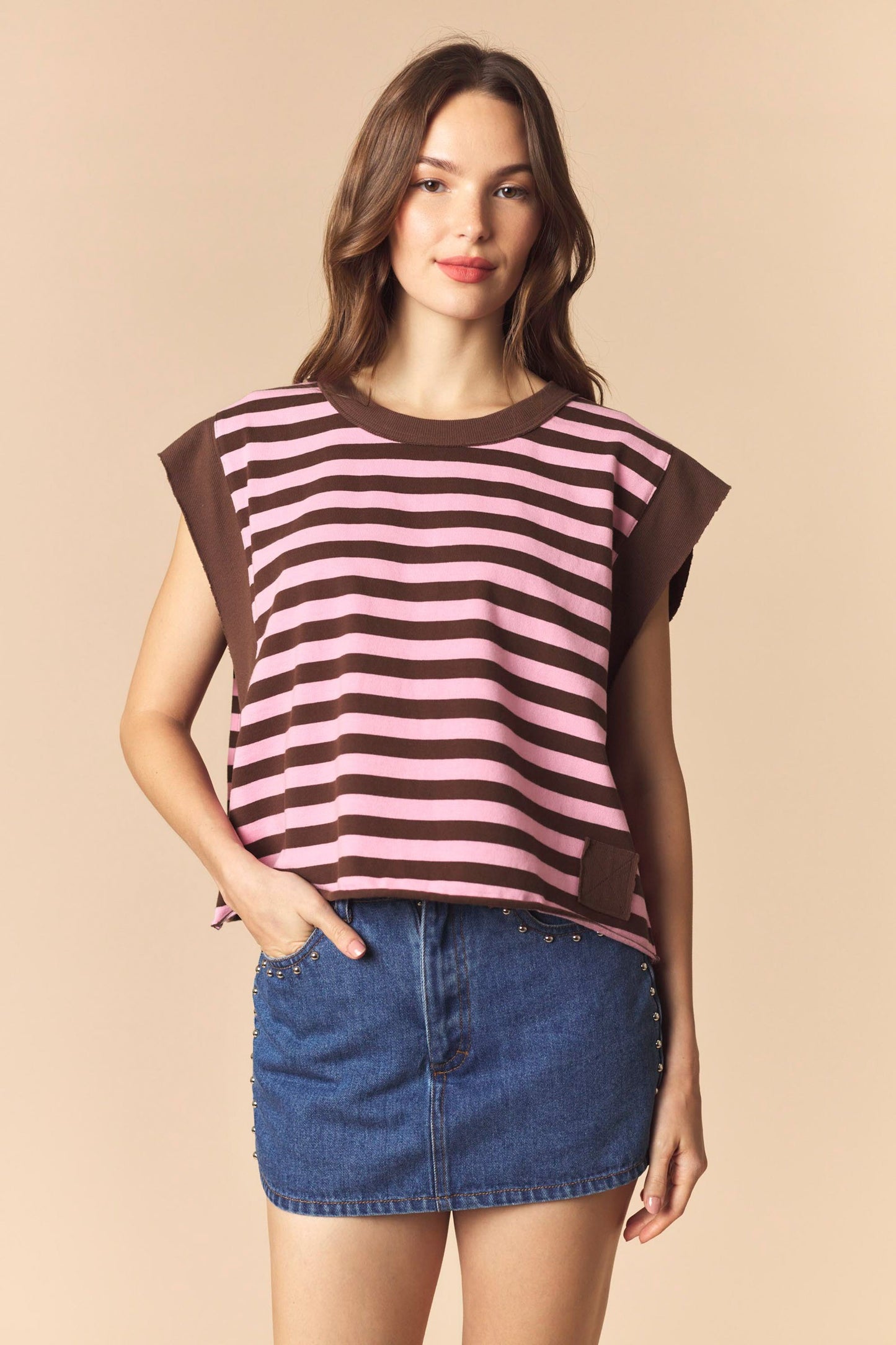 Sweetheart Stripe Sleeveless Top