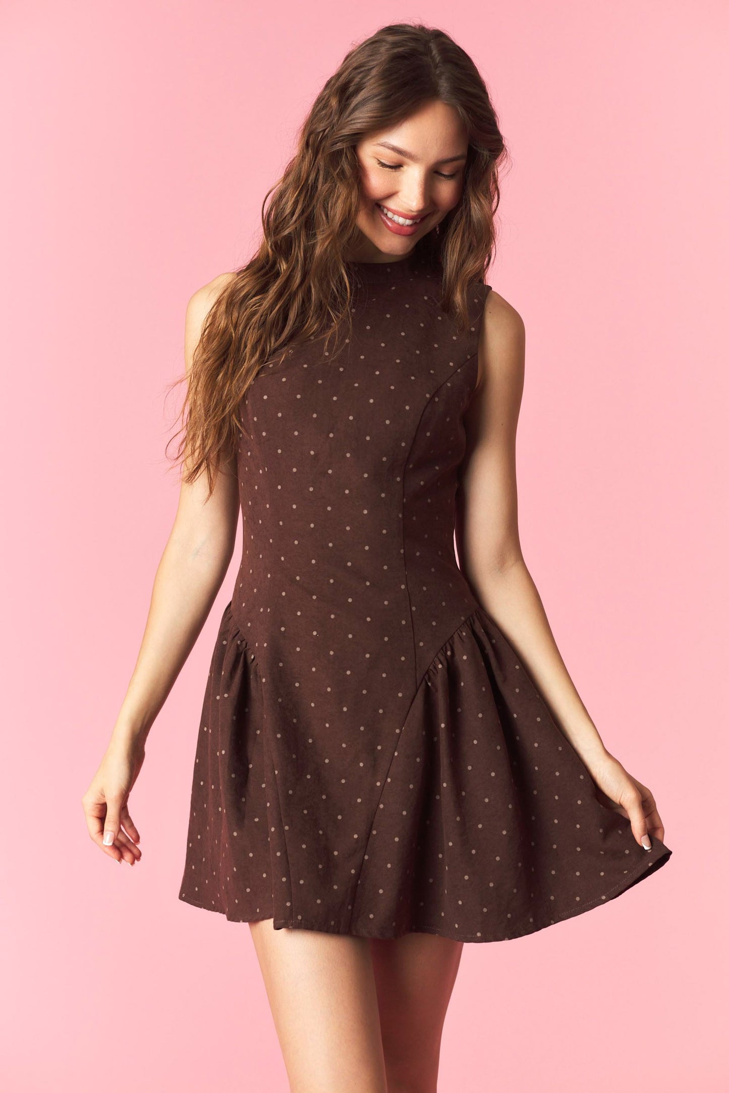 Mocha Mock Neck Mini Dress