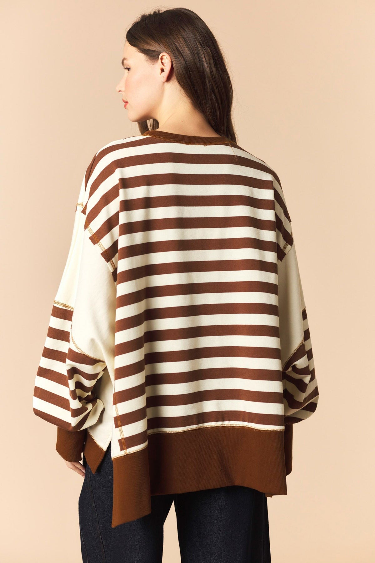 Brown Stripe Pocket Sweatshirt