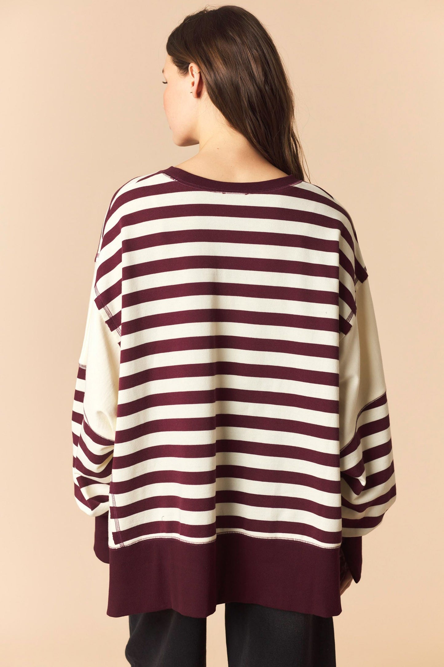 Wine Stripe Pocket Sweatshirt