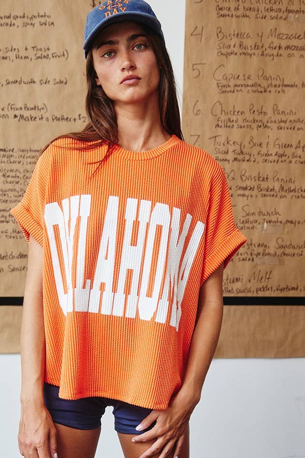 Orange Oklahoma Graphic Top