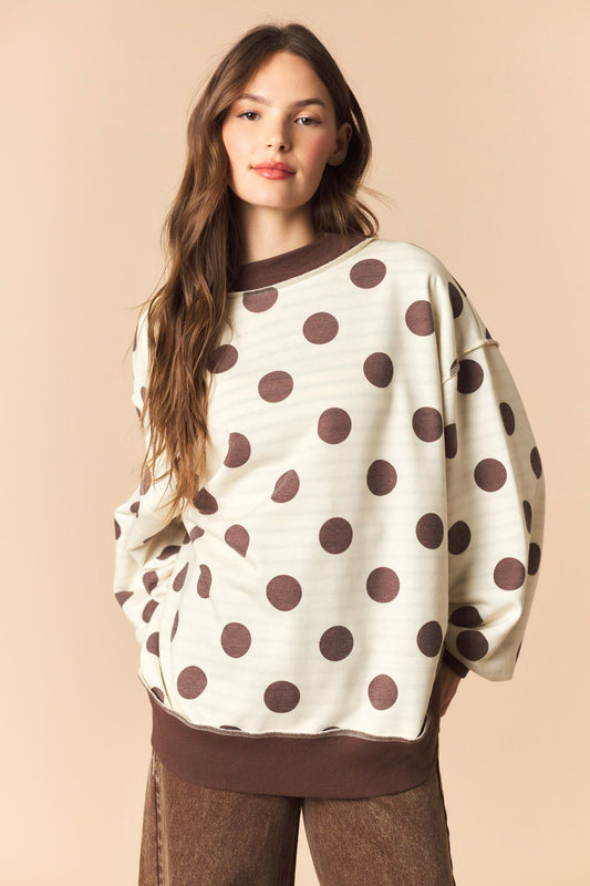 Chocolate Dot Reversible Sweatshirt
