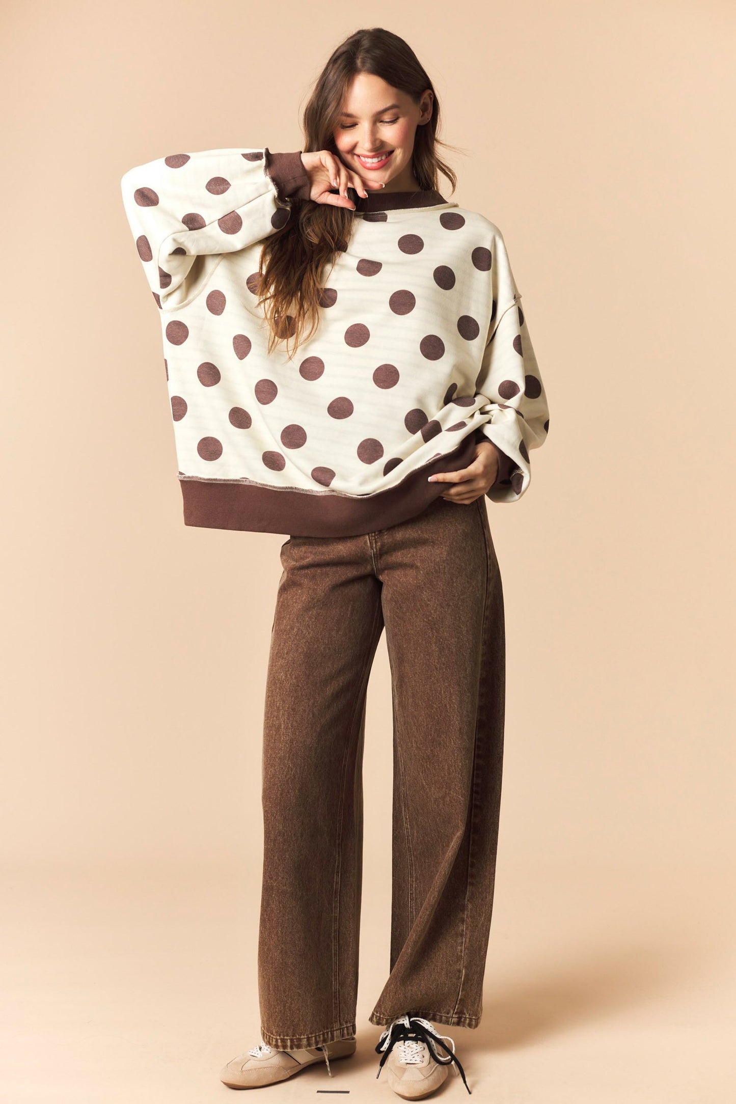 Chocolate Dot Reversible Sweatshirt