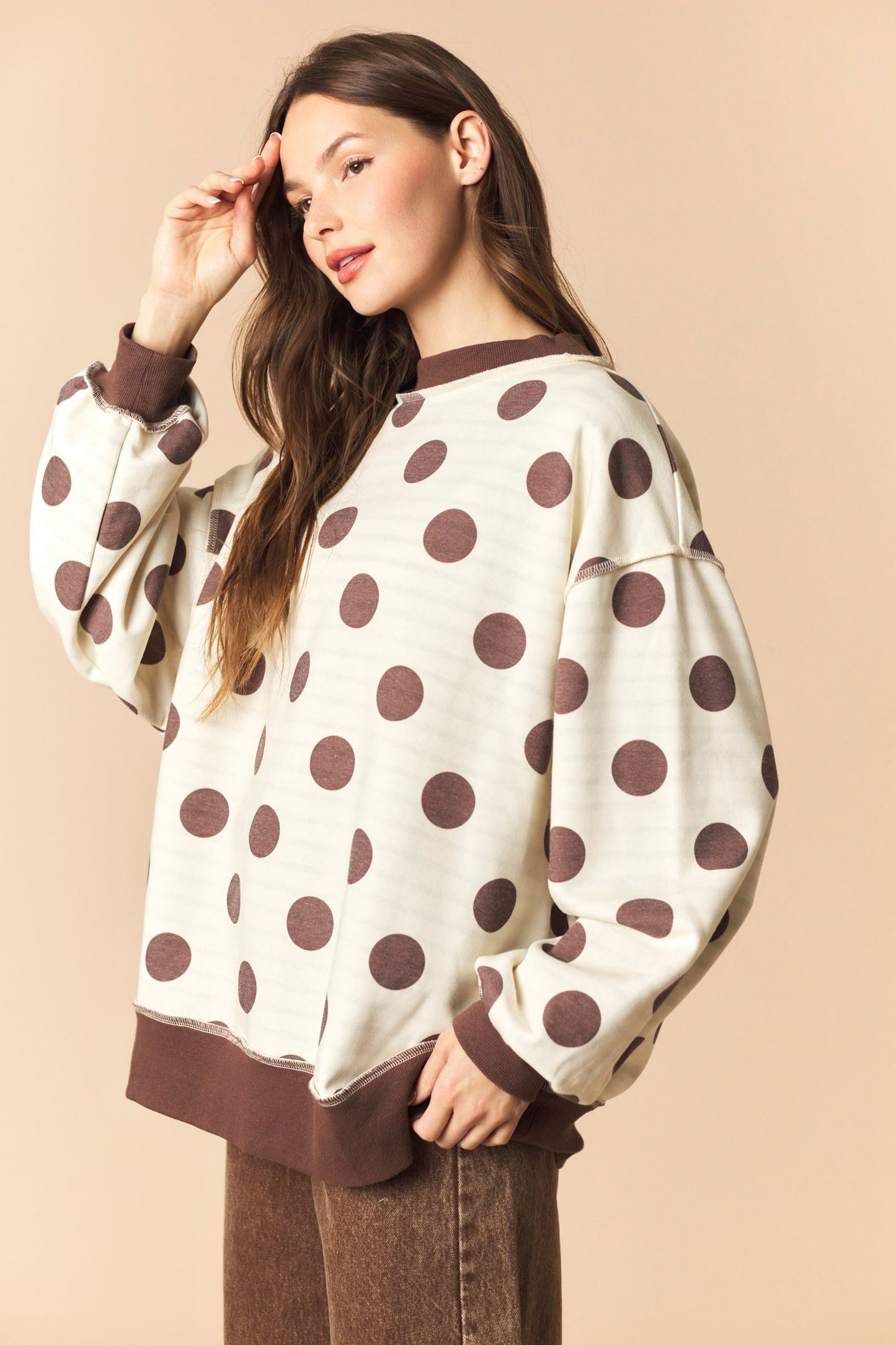 Chocolate Dot Reversible Sweatshirt