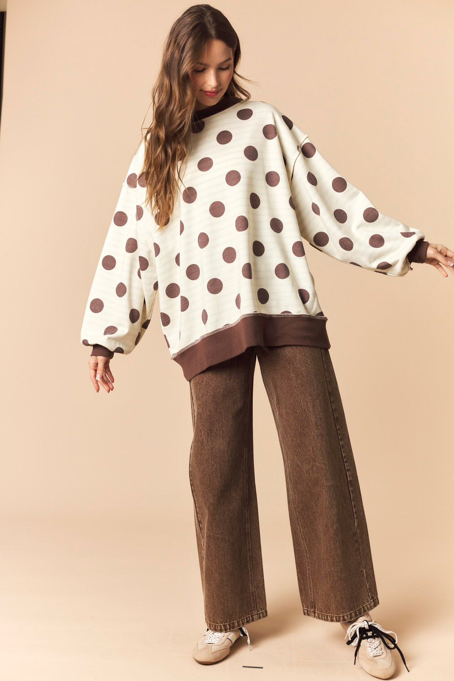 Chocolate Dot Reversible Sweatshirt