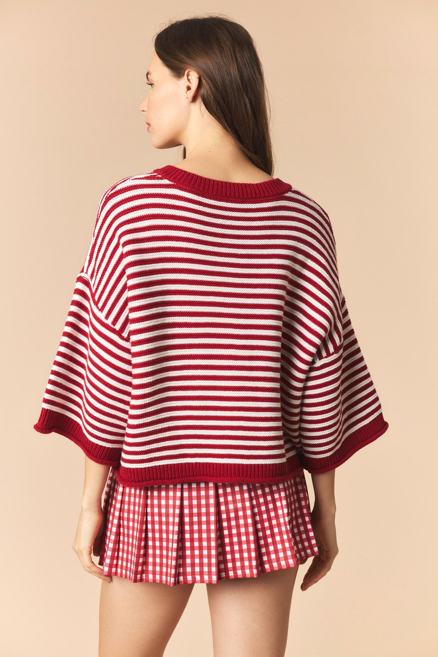 Striped Half Sleeve Oversize Cardigan