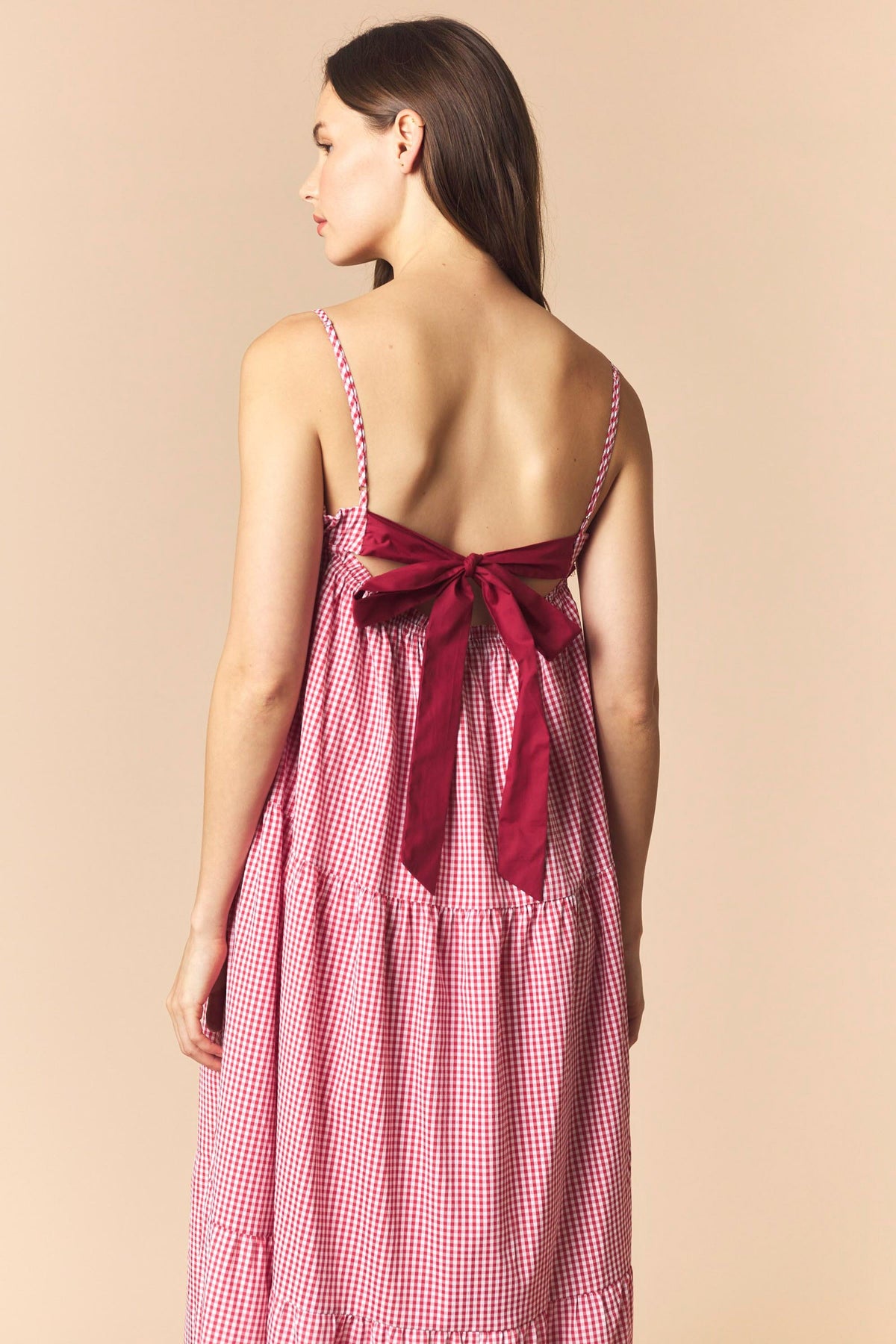 Crimson Bow Tiered Dress