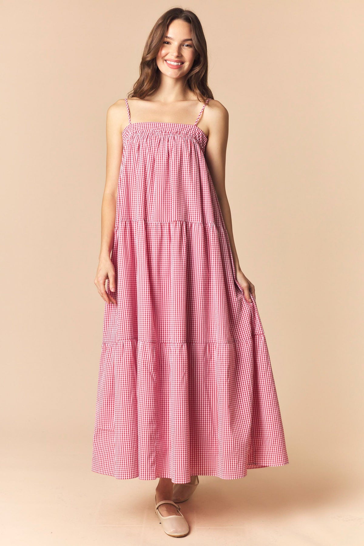 Crimson Bow Tiered Dress