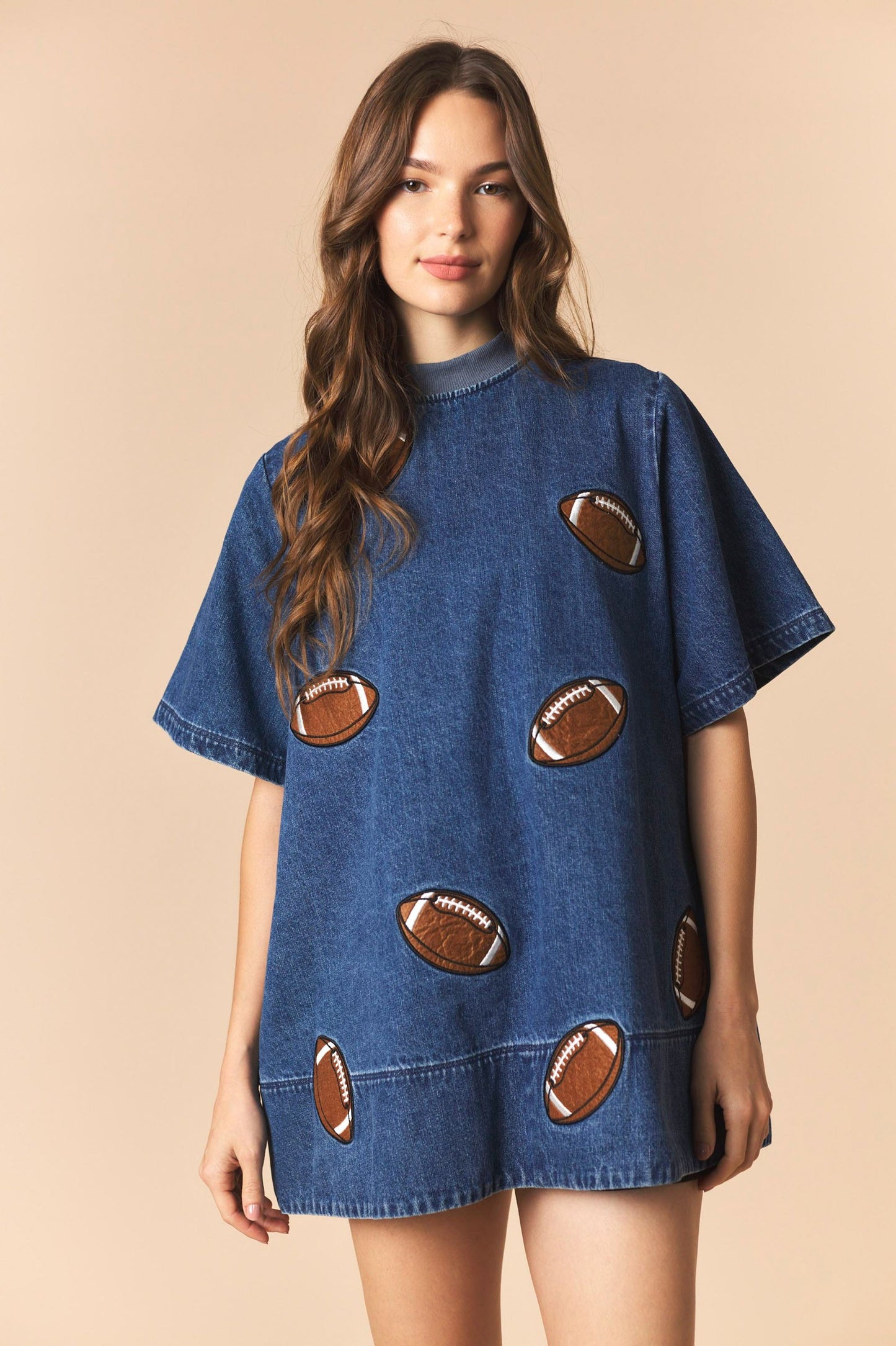 Football Patches Denim Dress