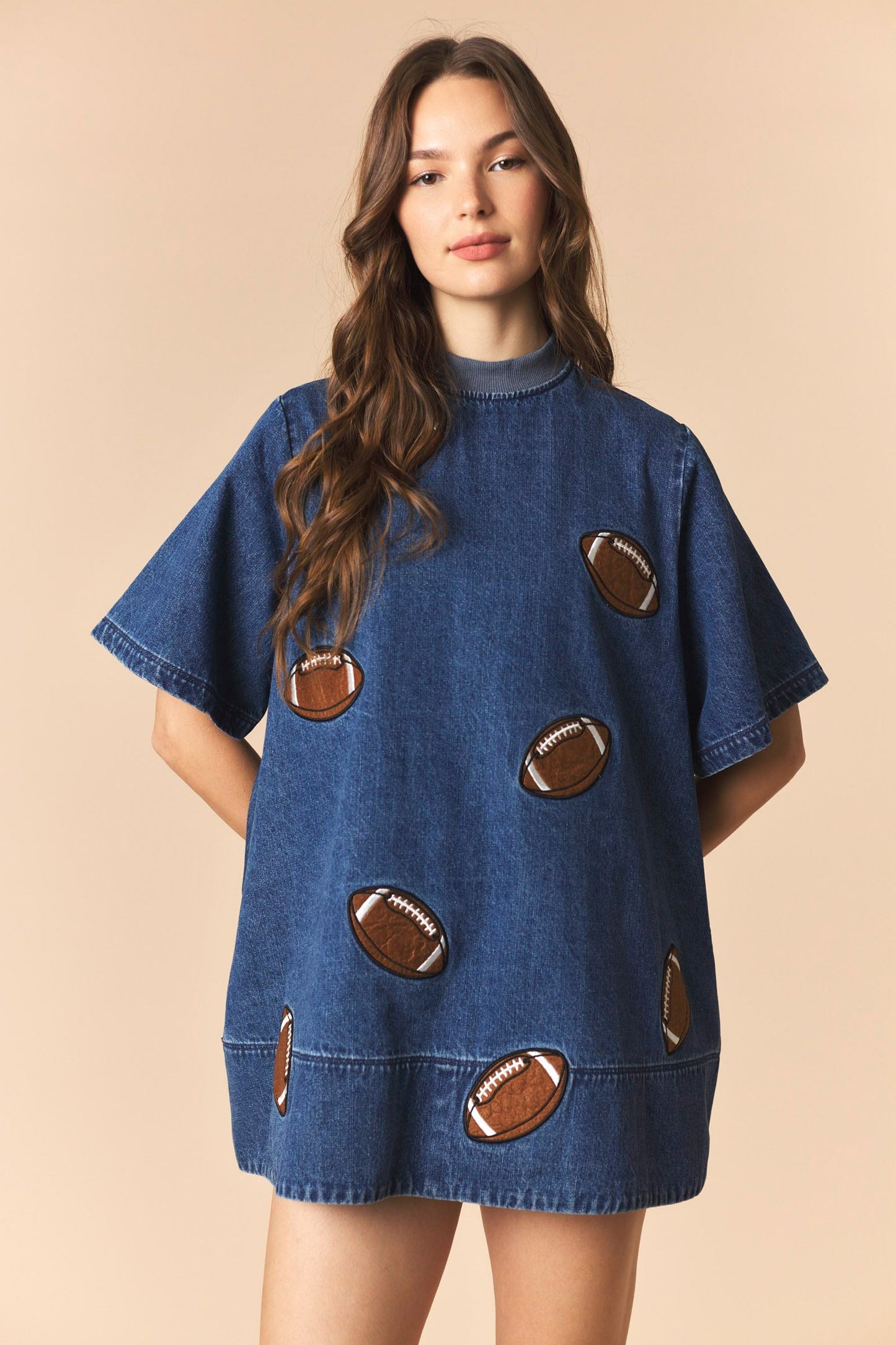 Football Patches Denim Dress