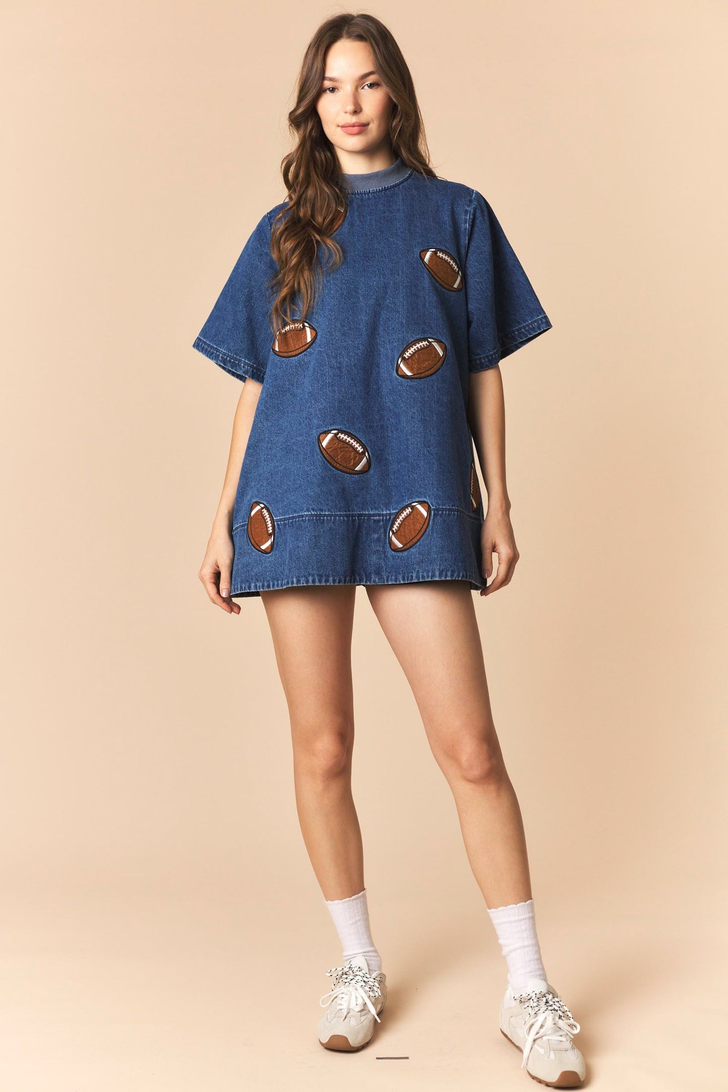 Football Patches Denim Dress