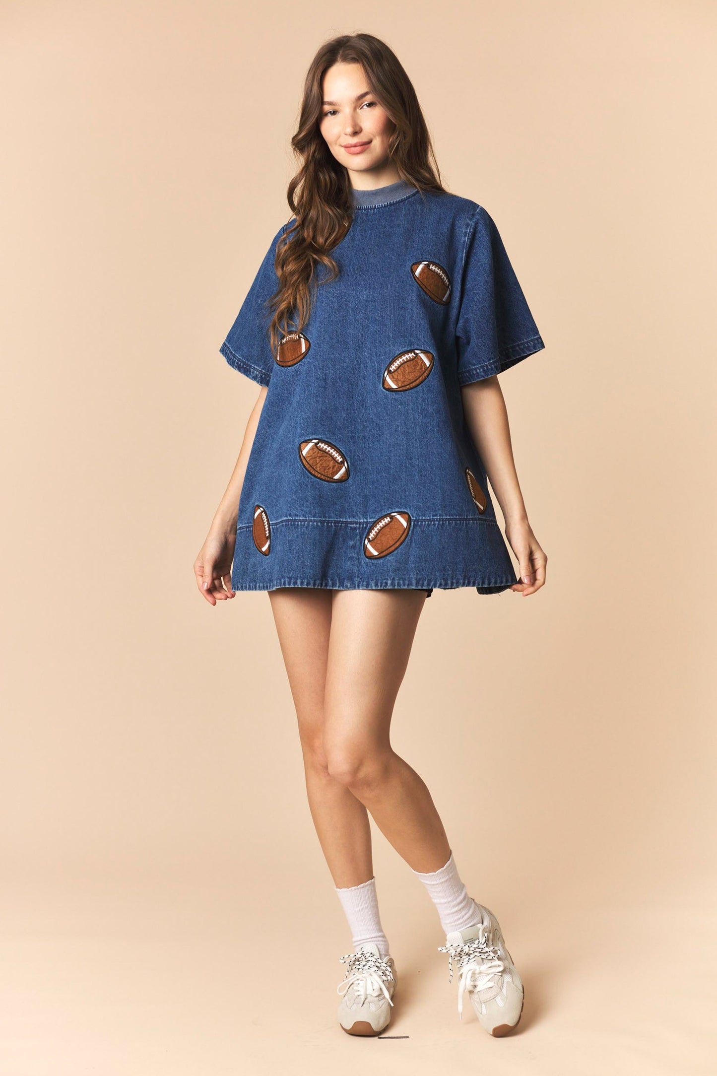 Football Patches Denim Dress