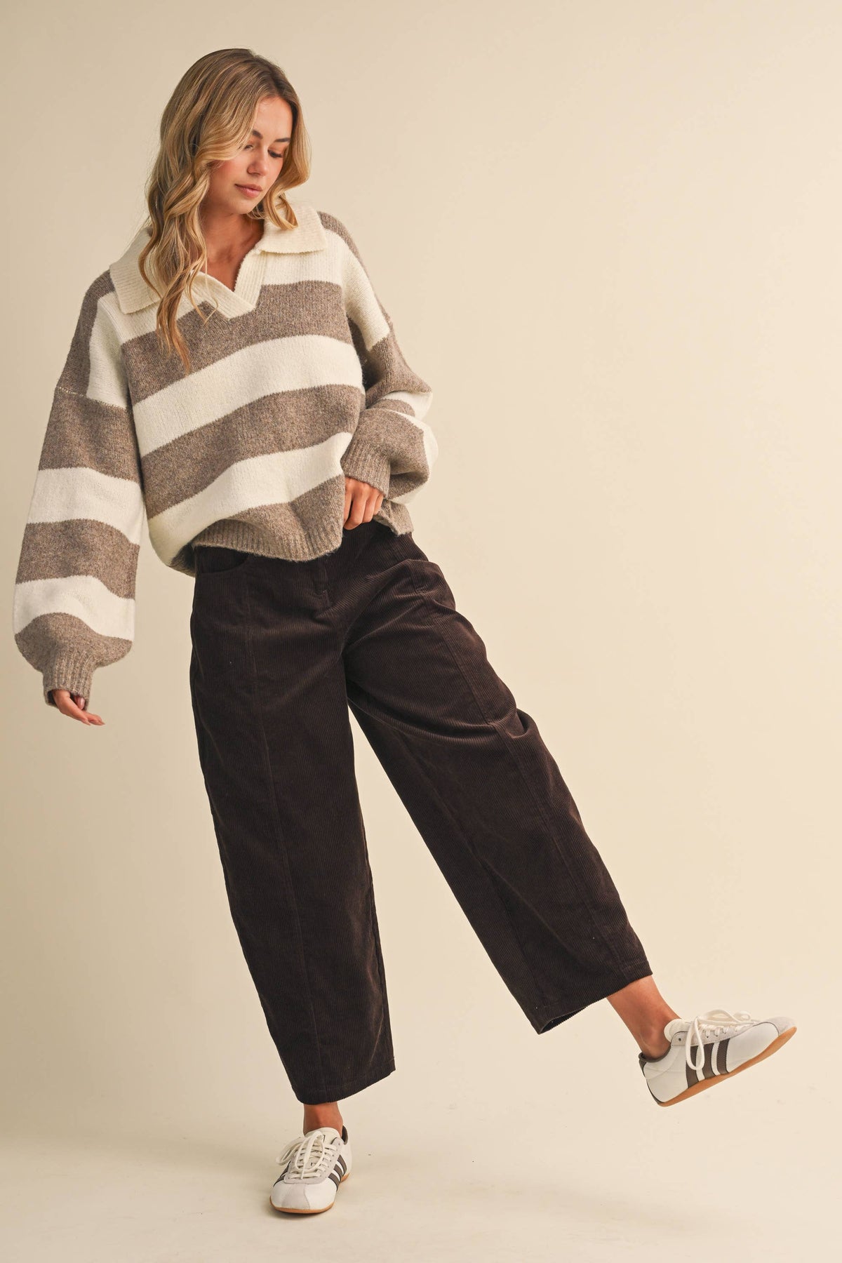 White Mocha Stripe Sweater