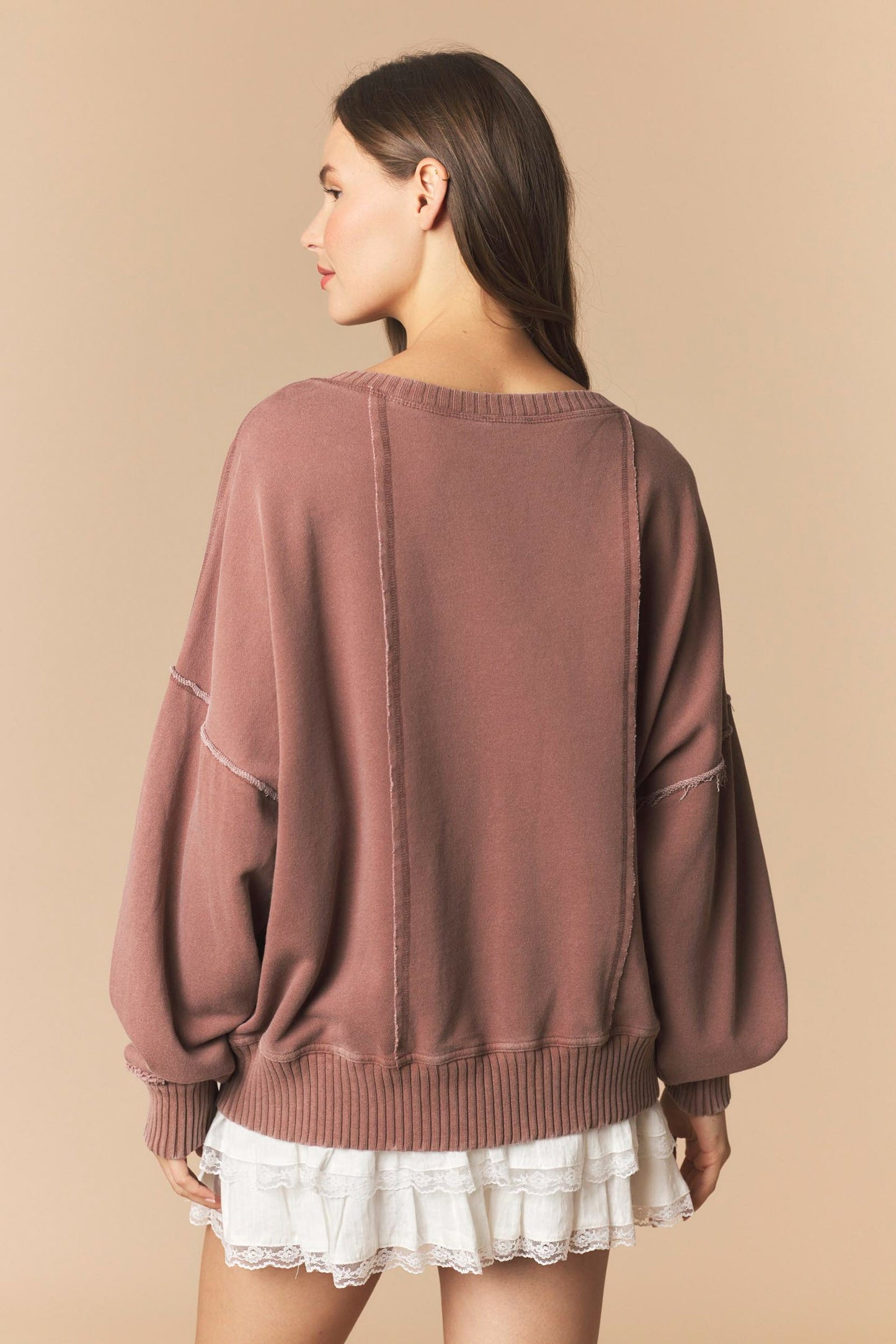 Mocha V Neck Sweatshirt