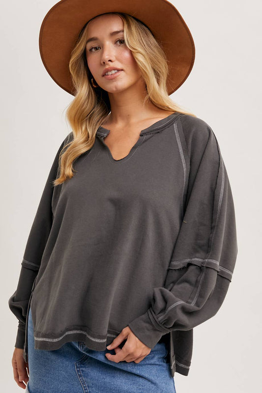 Charcoal Stitch Knit Top