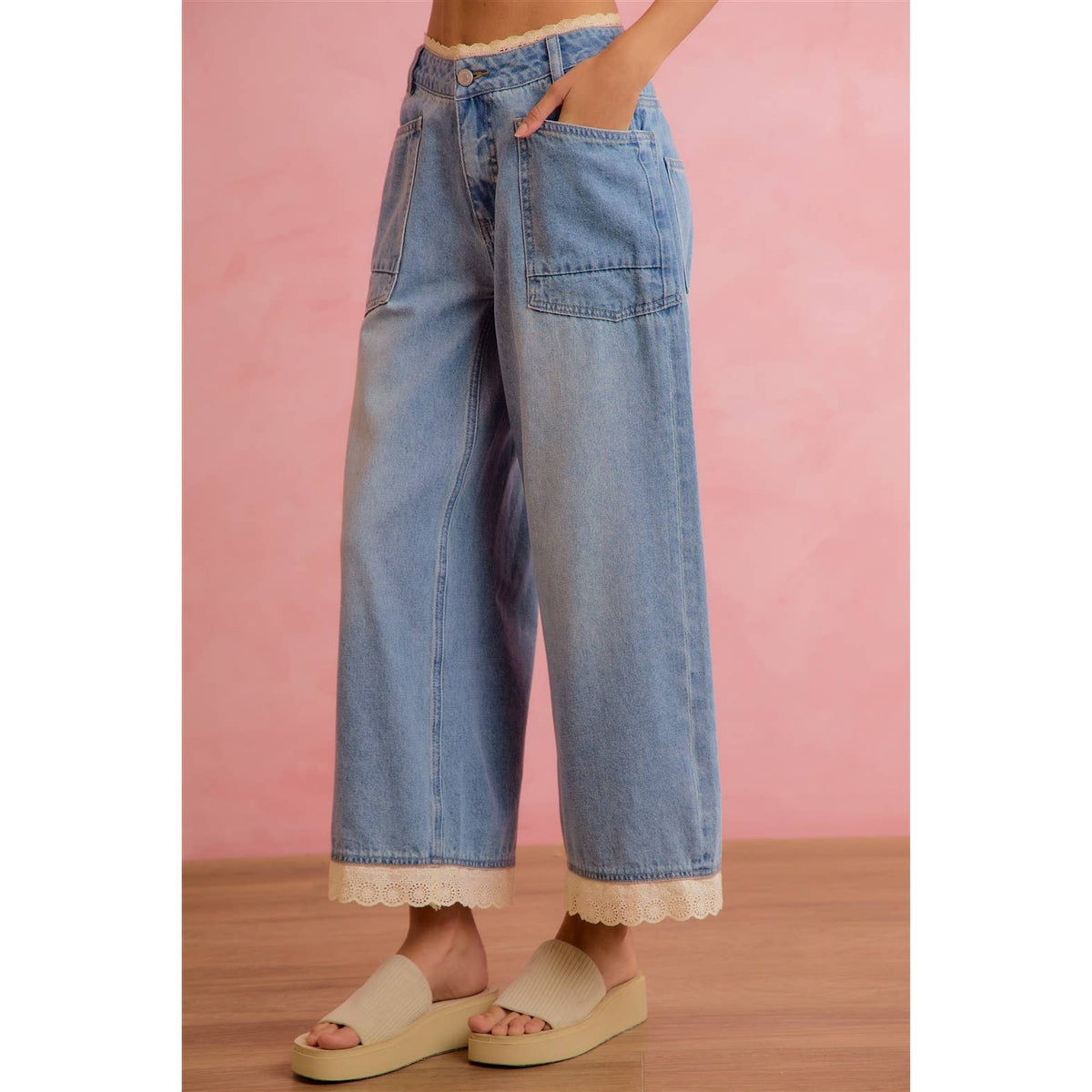 Crochet Lace Trim Jeans