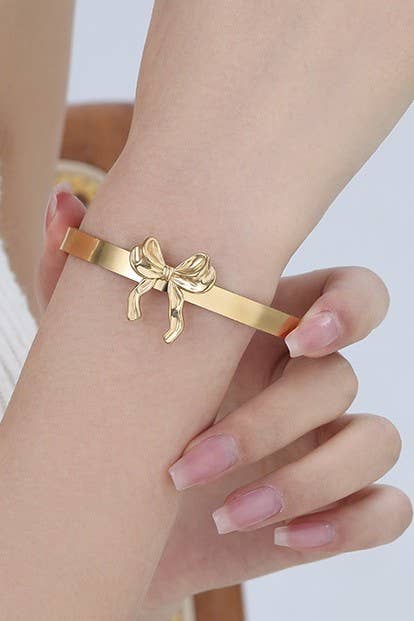 18K Stainless Steel Bow Cuff Bracelet