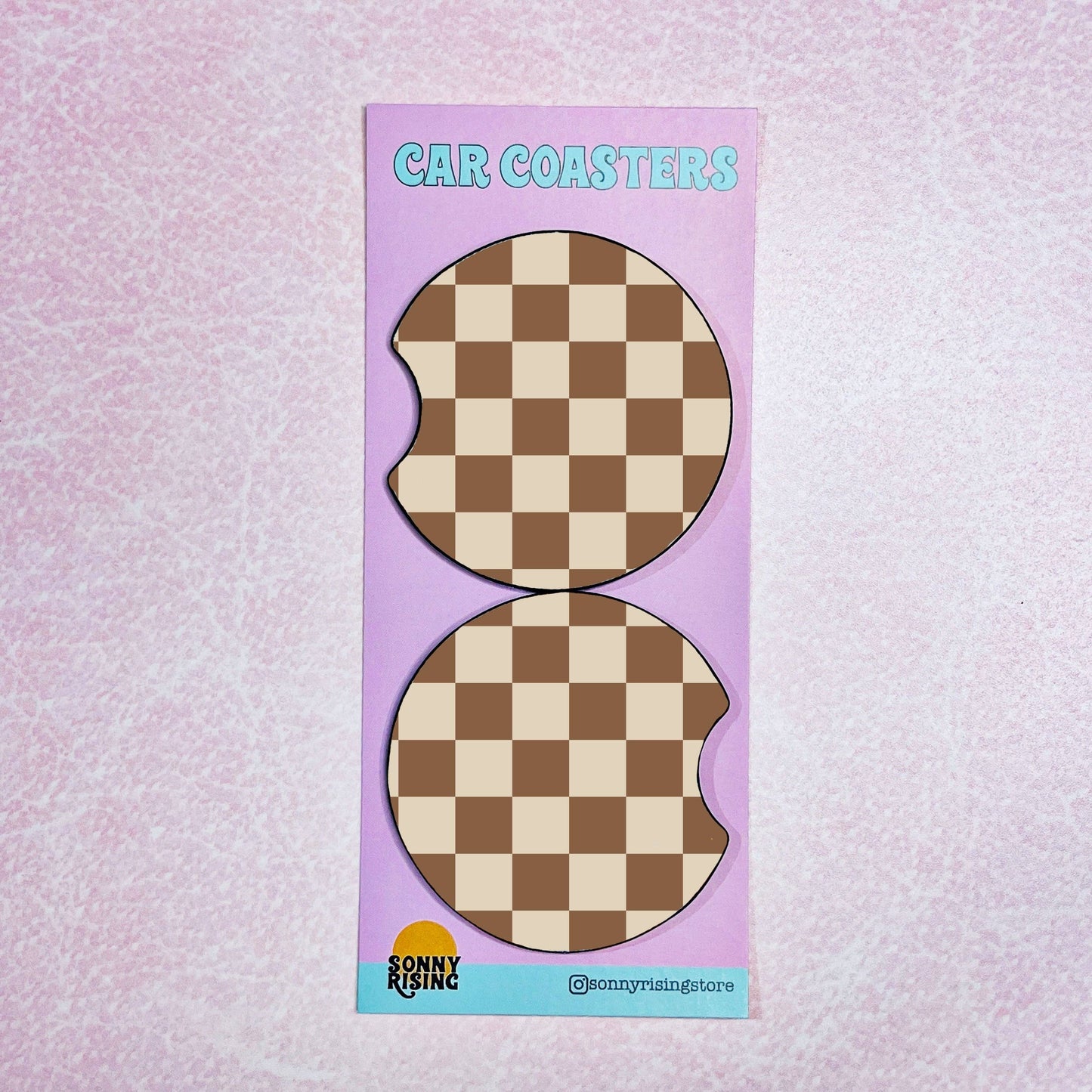 Car Coasters - Brown Checker