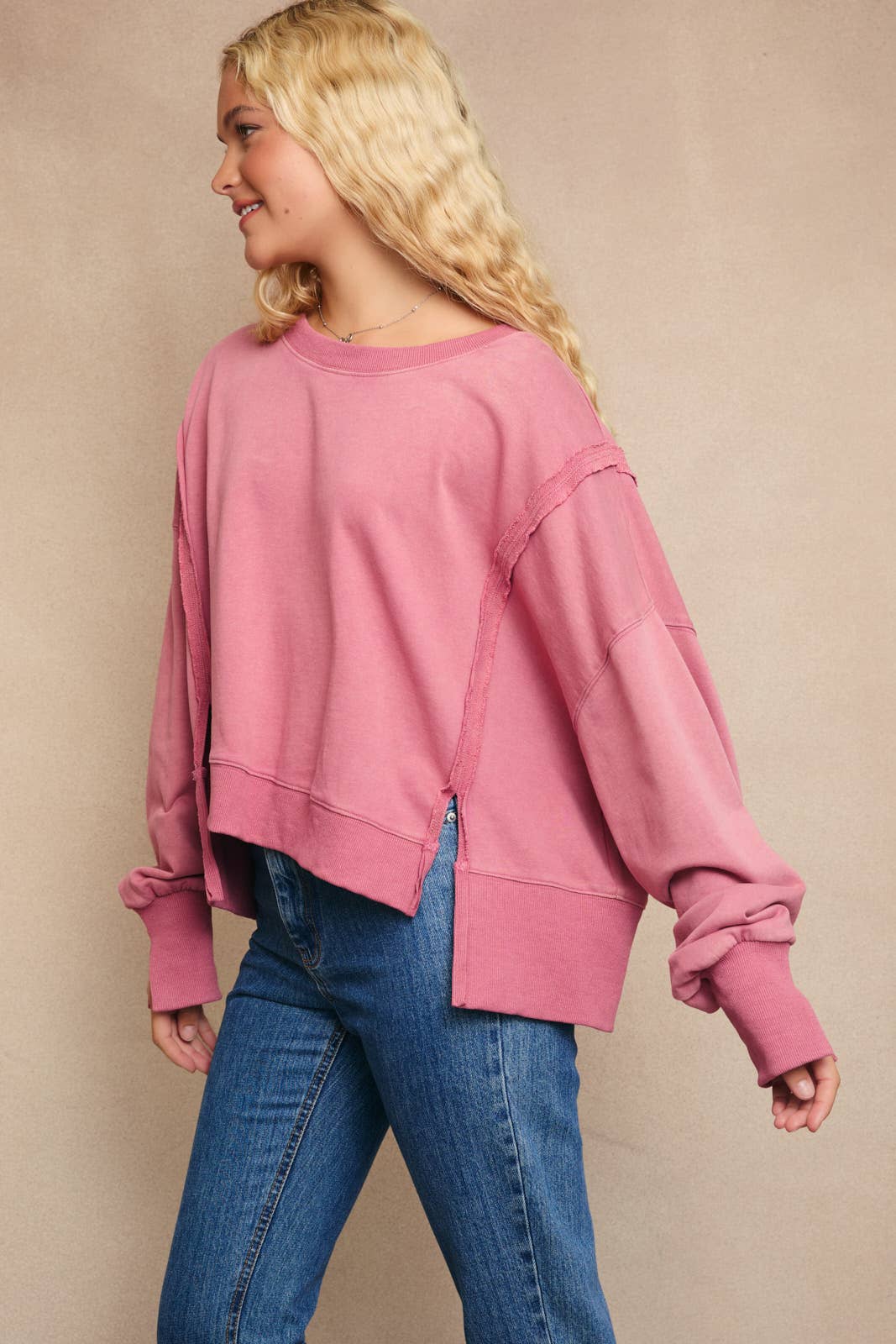 Mauve Scooped Neck Sweatshirt