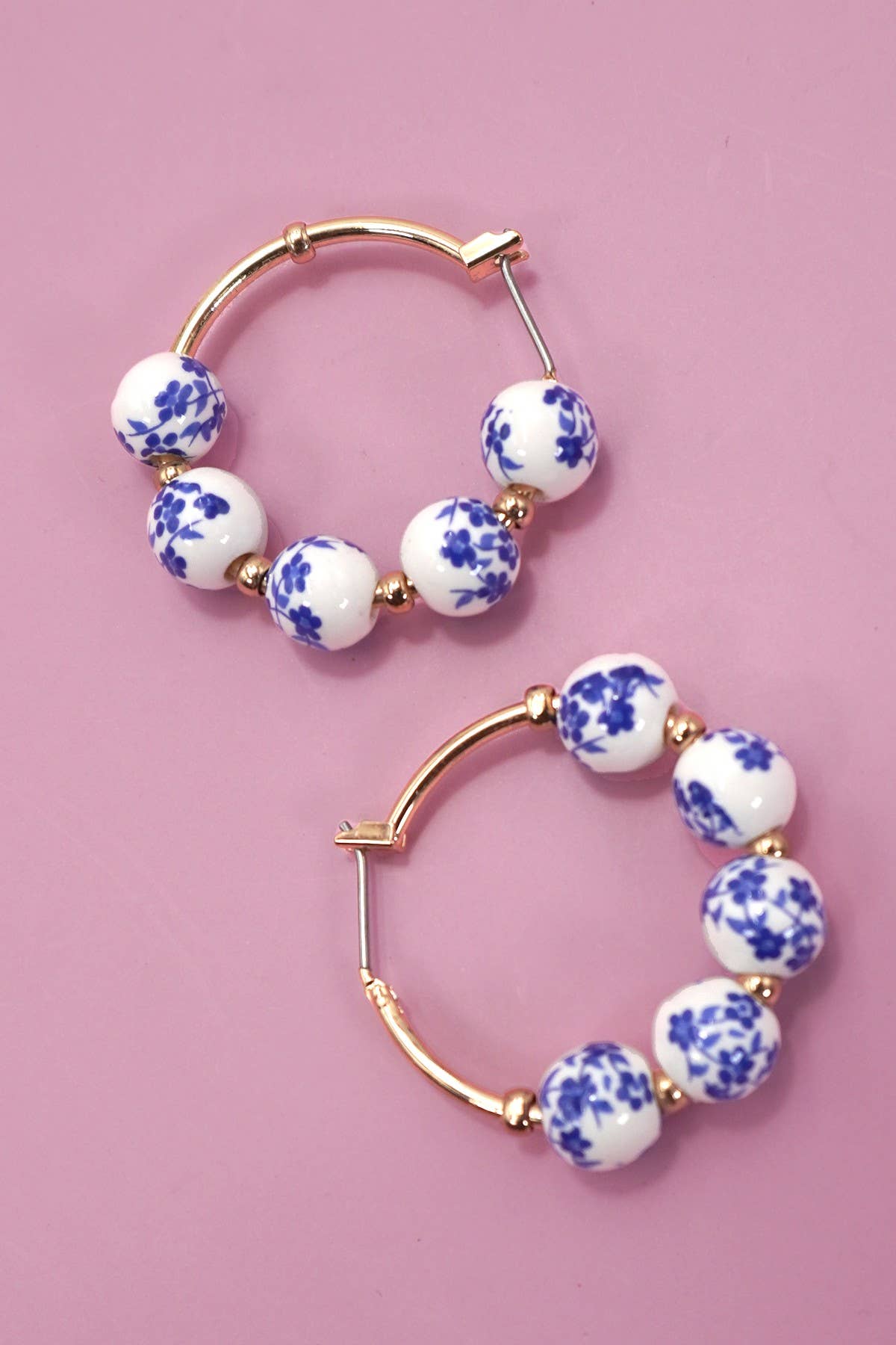 Blue Floral Ceramic Earrings