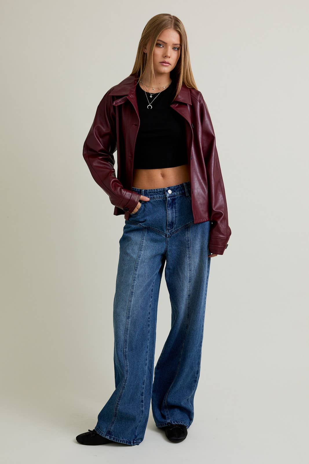 Mid-Rise Wide Leg Jeans