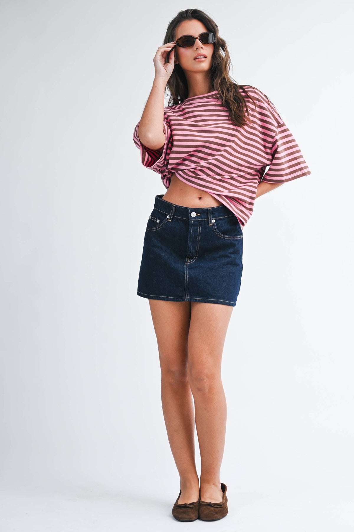 Pink Chocolate Oversized Stripe Tee