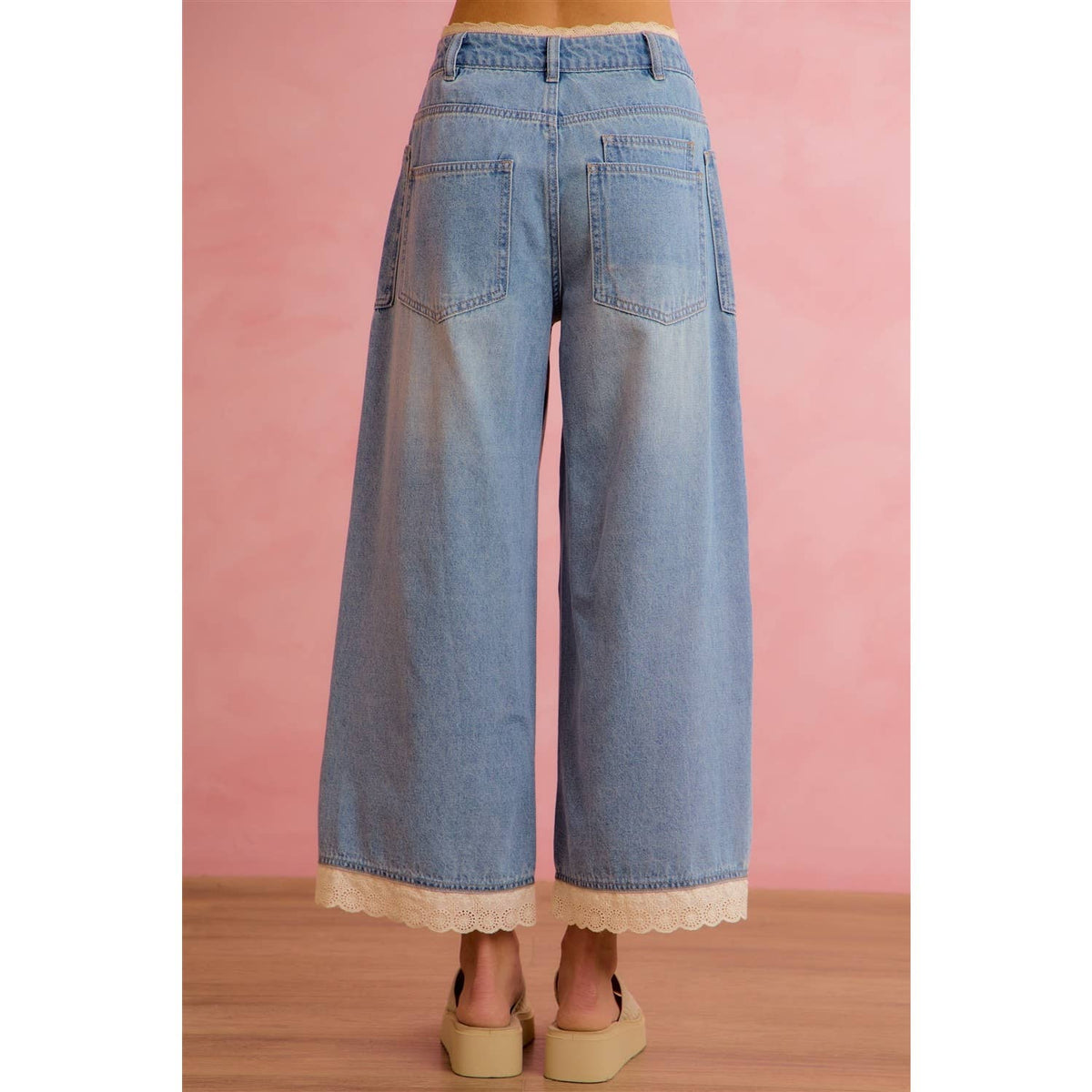 Crochet Lace Trim Jeans