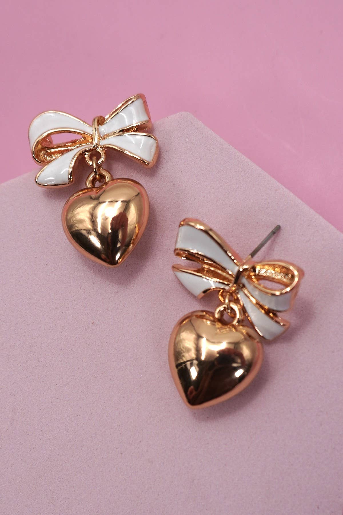 Bow Heart Drop Earrings