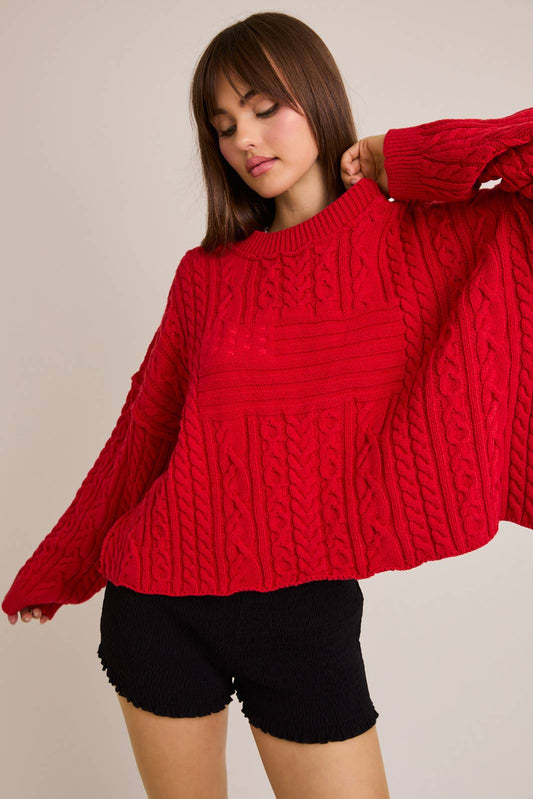 Cozy Red Flag Sweater