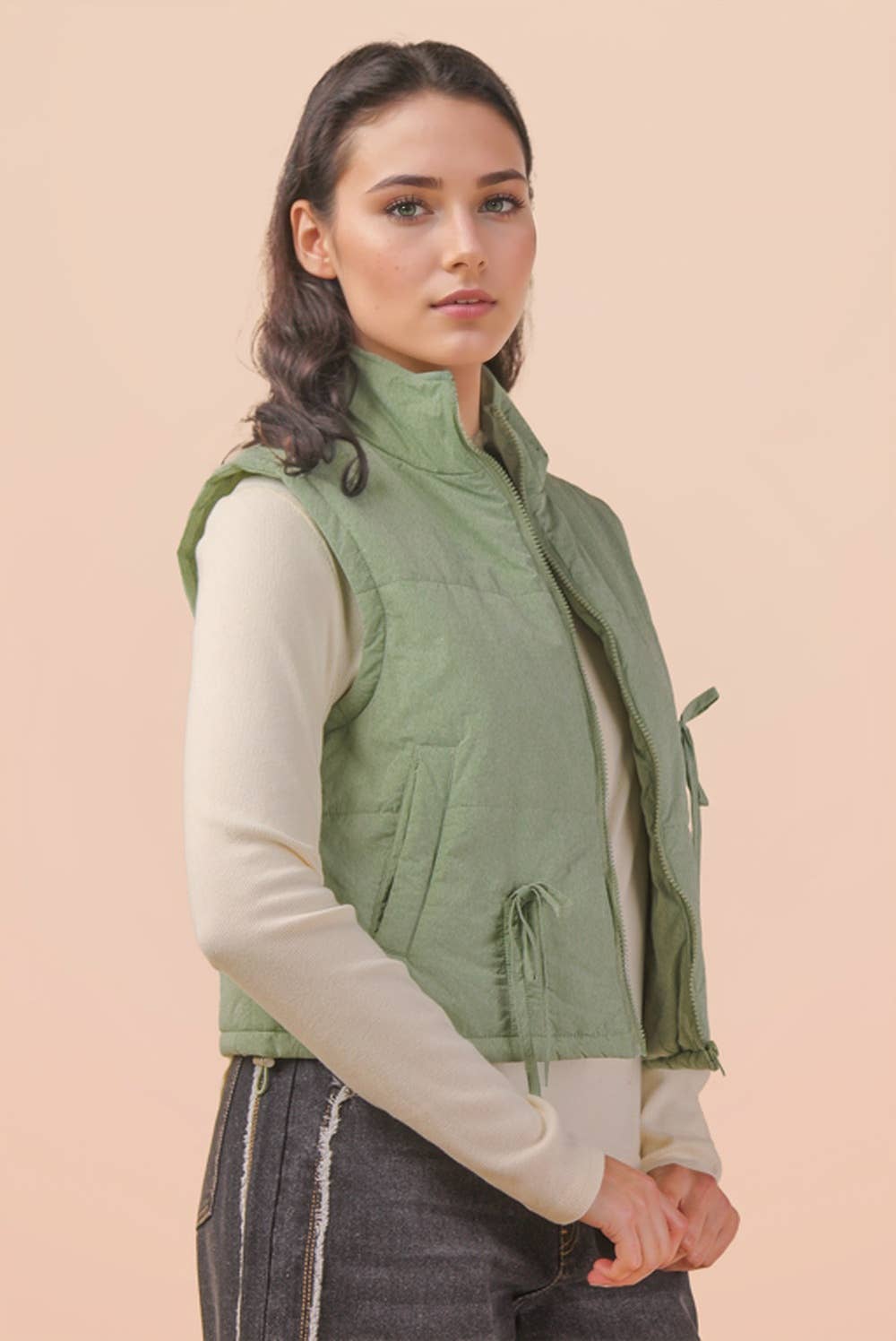 Sage Mock Neck Puffer Vest