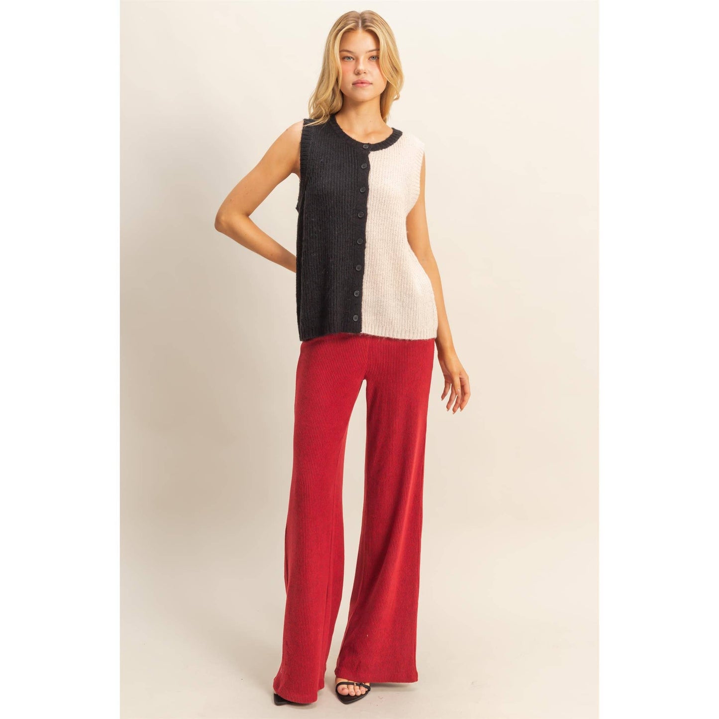 Colorblock Button Down Vest