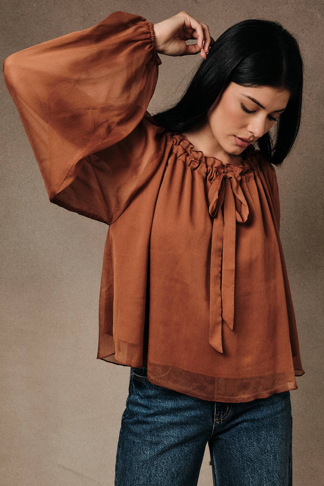 Rust Ruffled Blouse