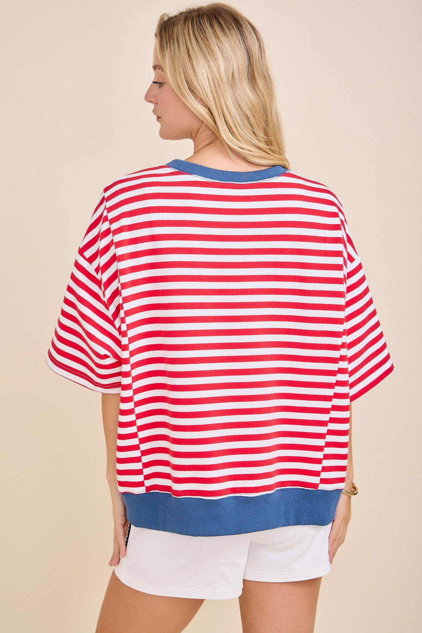 USA Embroidery Striped Top