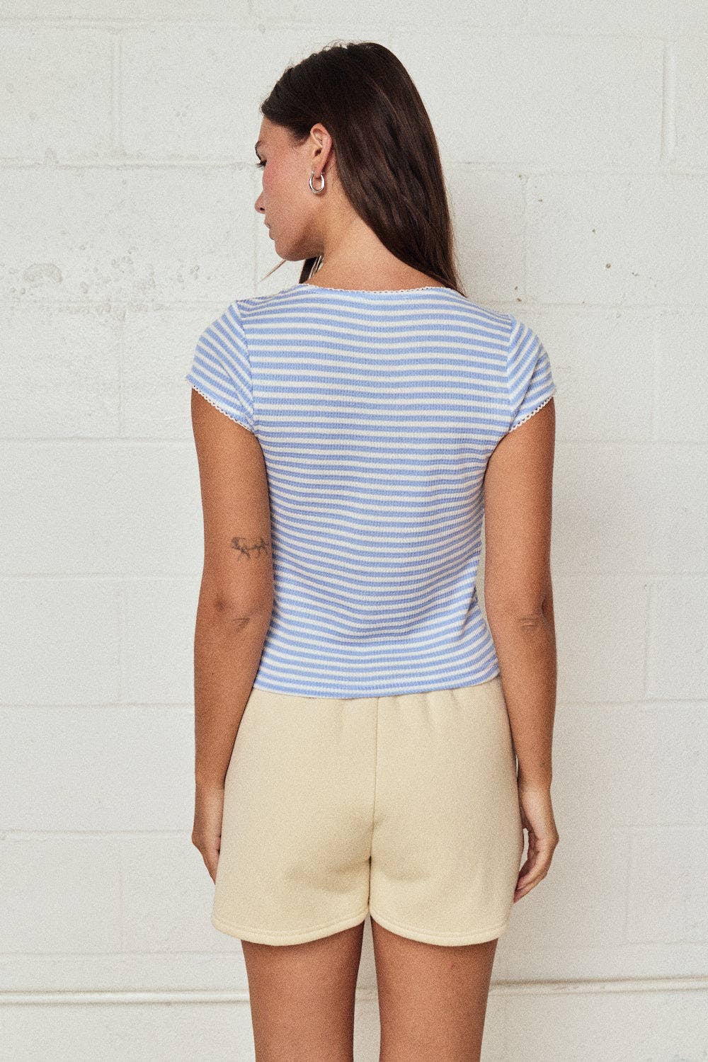 Blue Button Striped Top