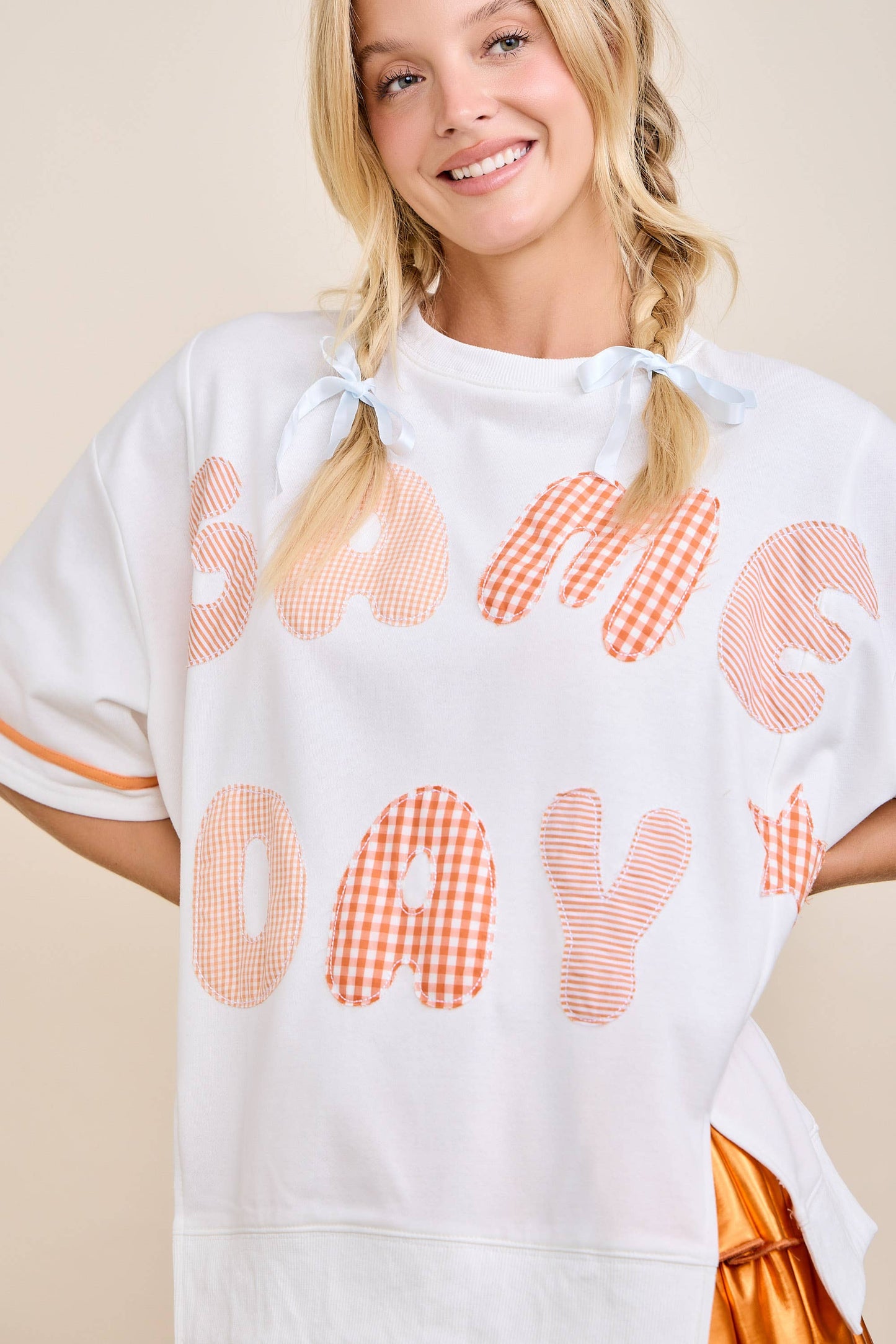 Orange Game Day Patchwork Top