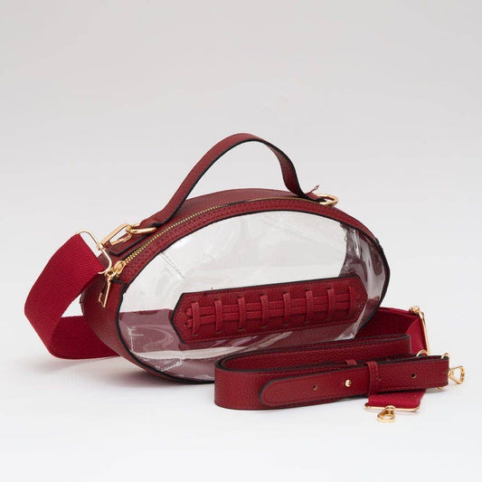 Clear Football Crossbody Bag - Crimson