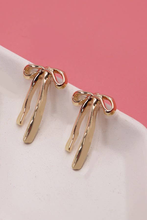 Long Ribbon Stud Earrings