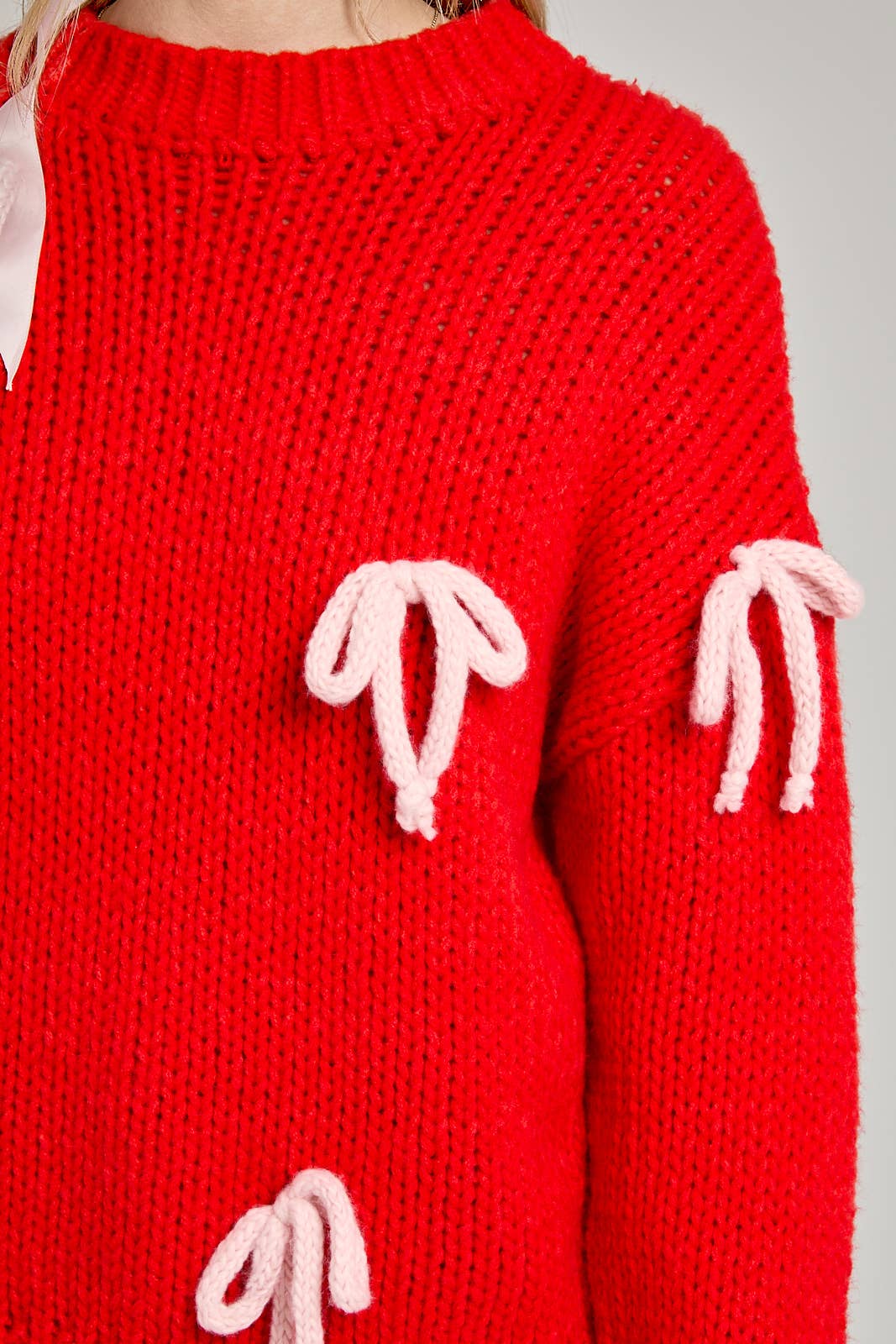 Red & Pink Bow Sweater