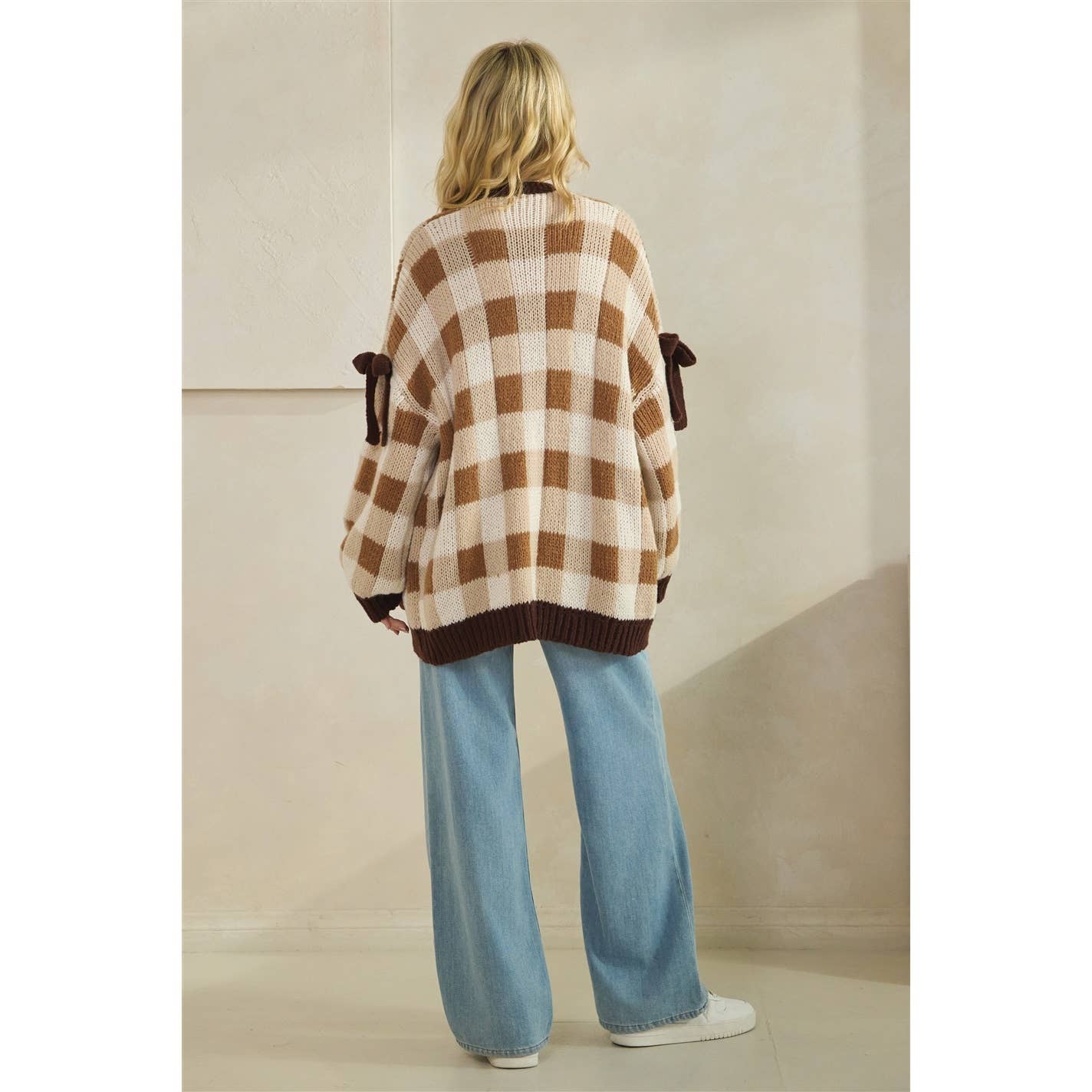 Mocha Checkered Cardigan