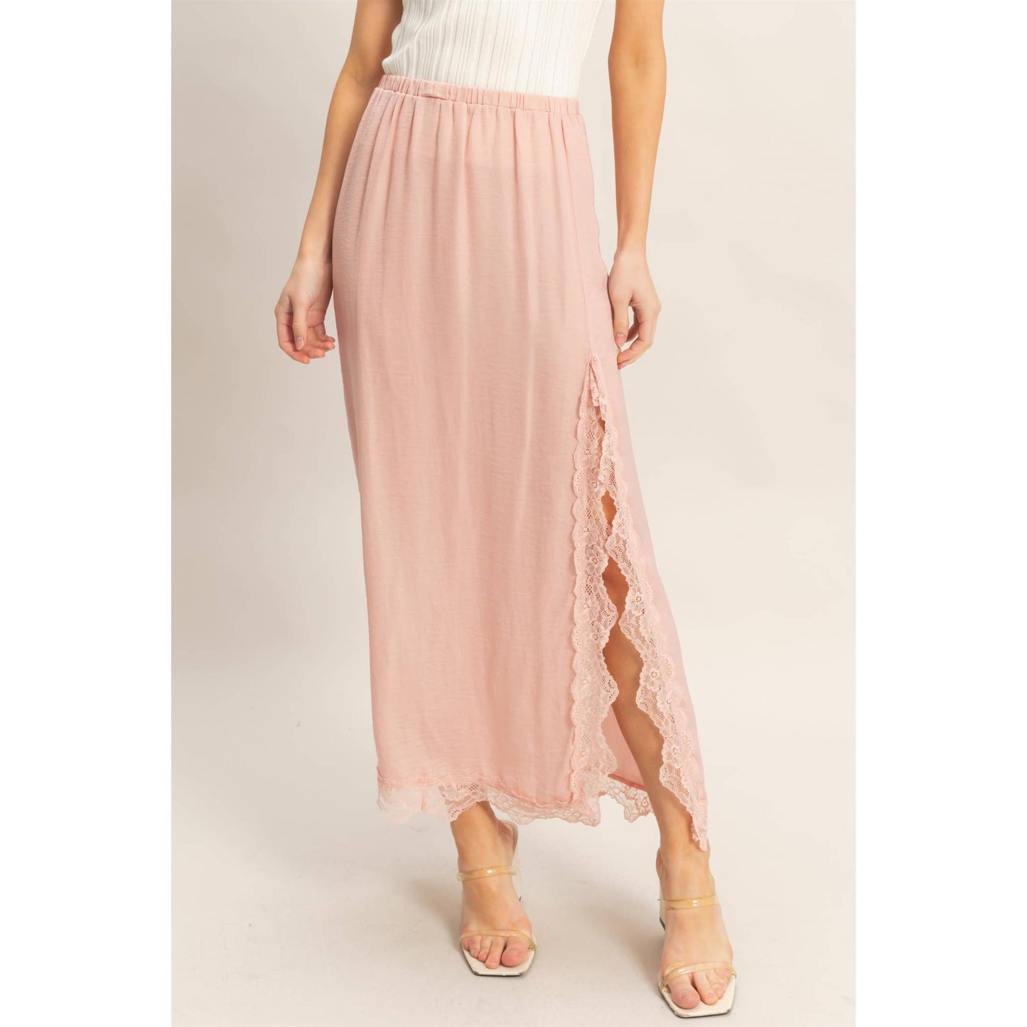 Blush Lace Hem Skirt