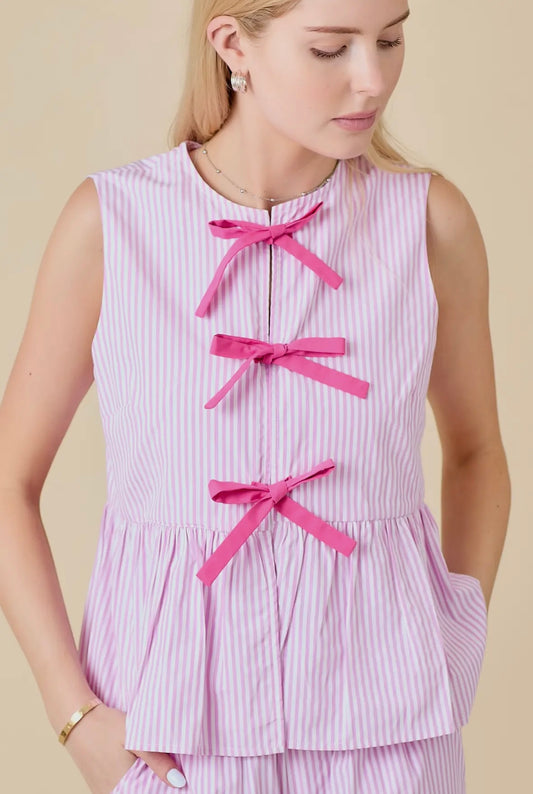 Pink Ribbon Sleeveless Blouse