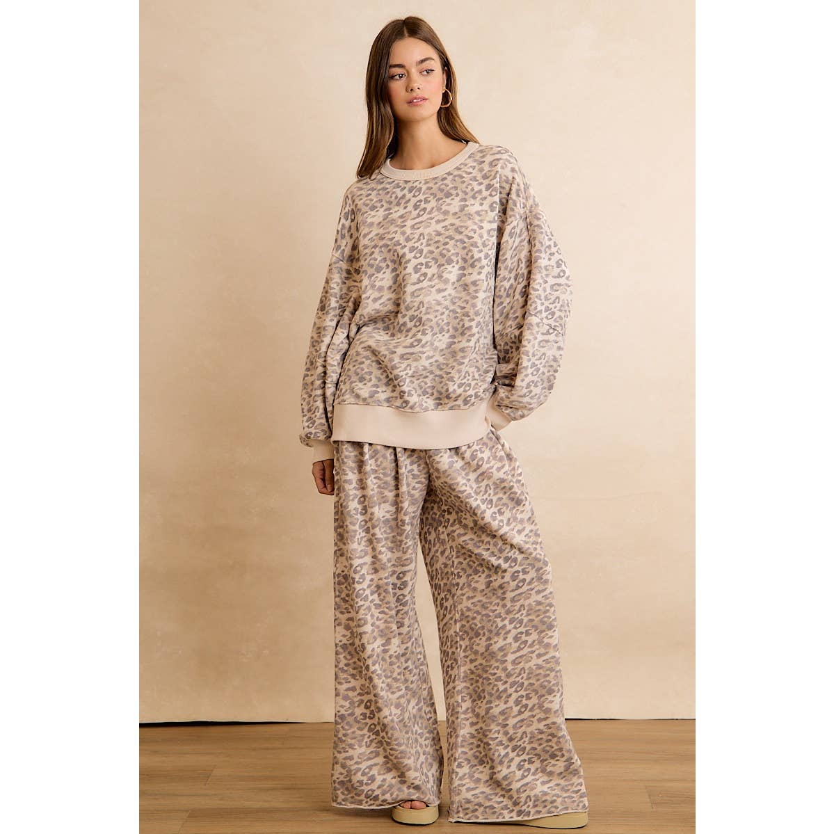 Leopard Print Wide Leg Pants
