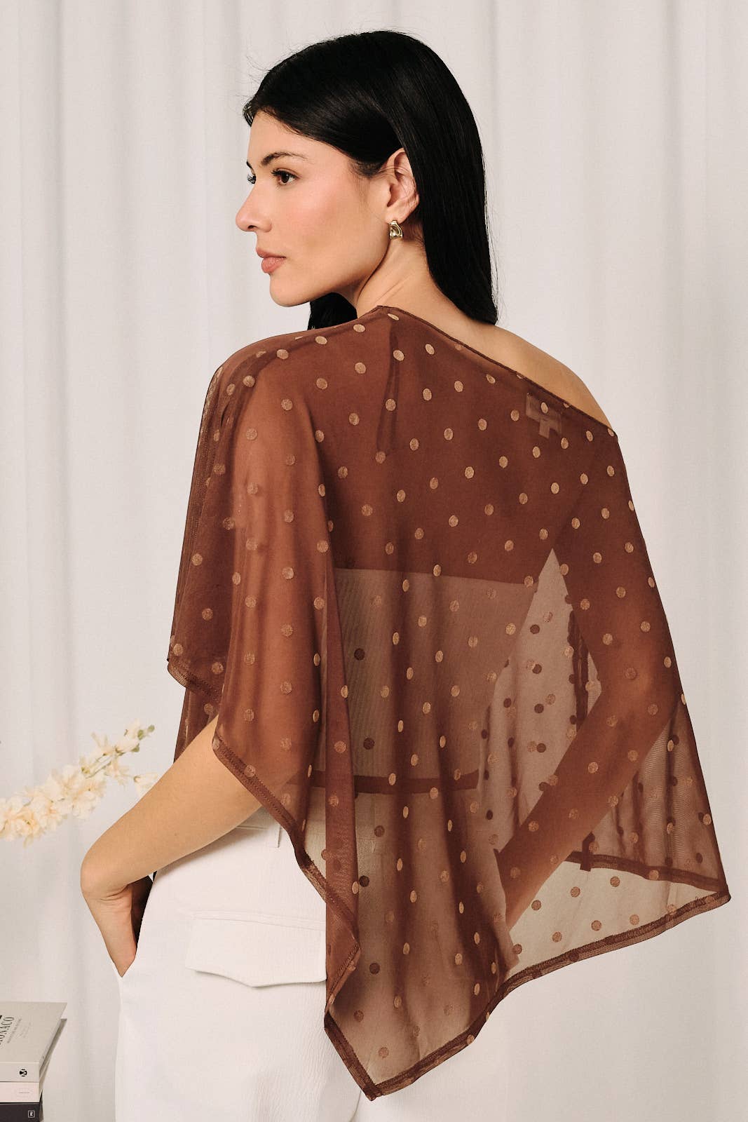 Brown Dot Mesh Poncho
